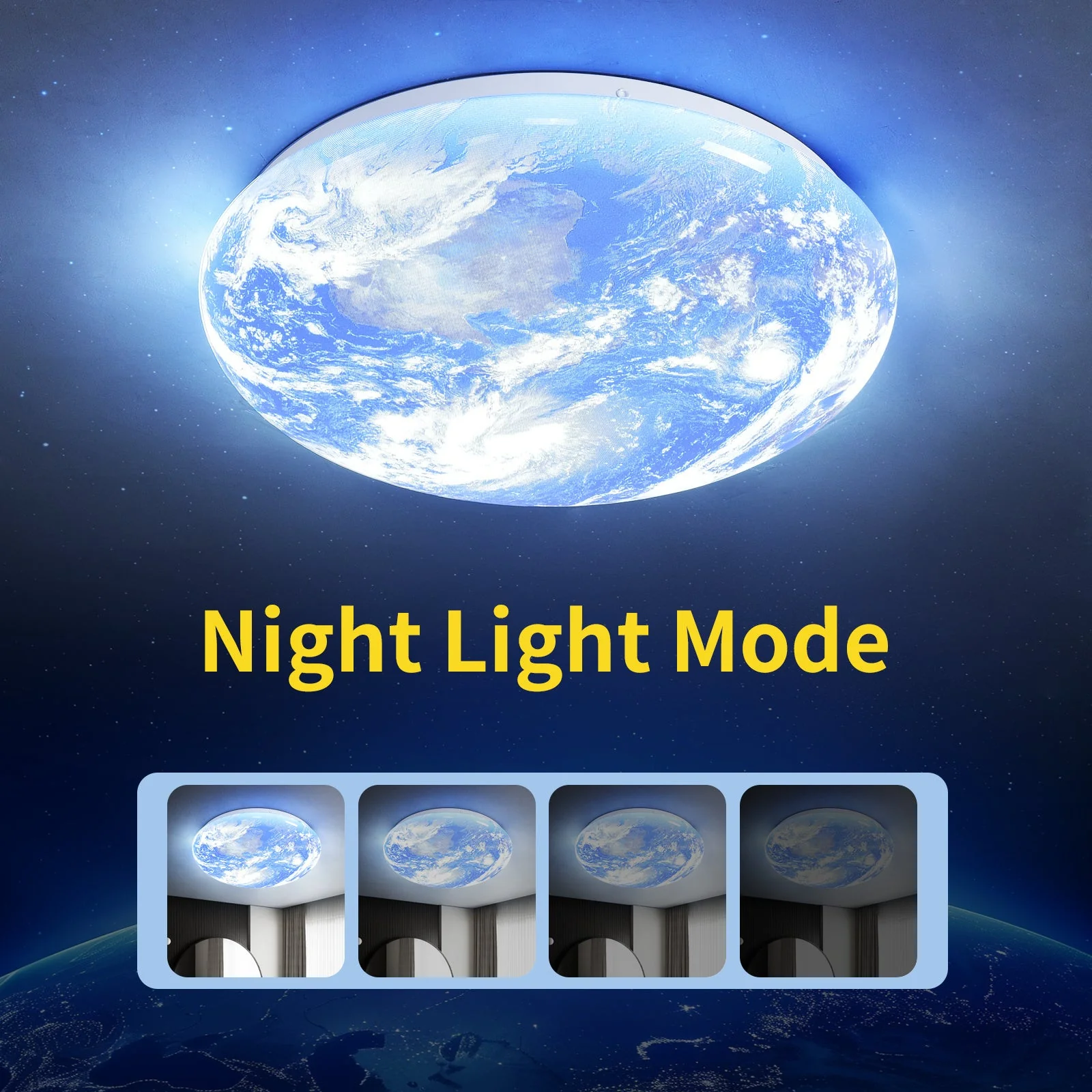 Modern LED Flush Ceiling Light Earth Globe 3CCT Daylight White Smart Control - Image 5