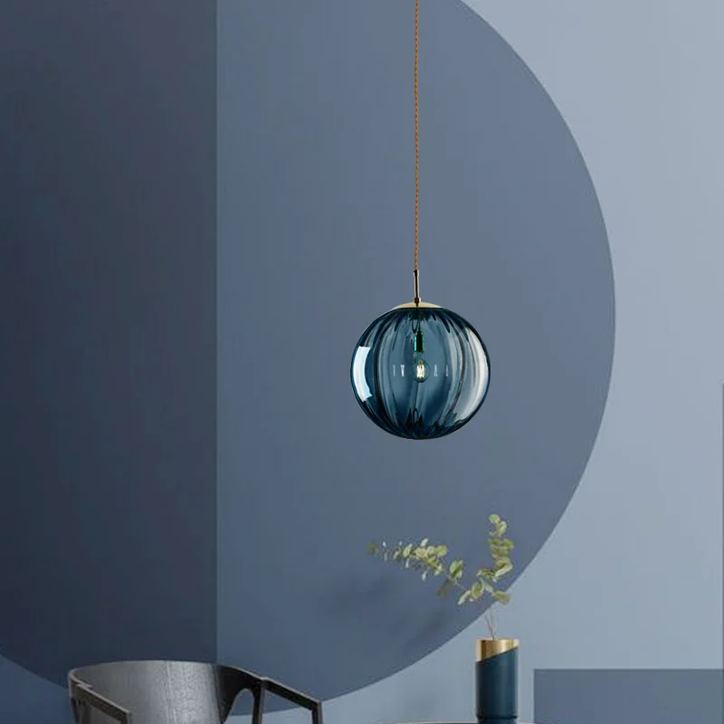 Modern LED Glass Ball Pendant Light Nordic Hanging Lamp for Bedroom Dining Bar - Image 3
