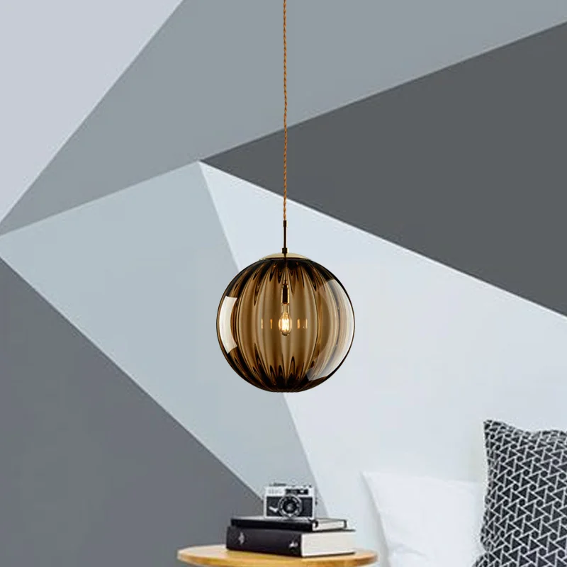Modern LED Glass Ball Pendant Light Nordic Hanging Lamp for Bedroom Dining Bar - Image 4