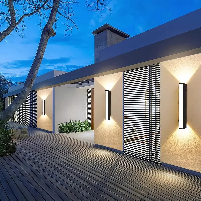 Modern LED Outdoor Wall Light IP65 Waterproof Aluminum Porch Garden Strip Lamp - Image 2