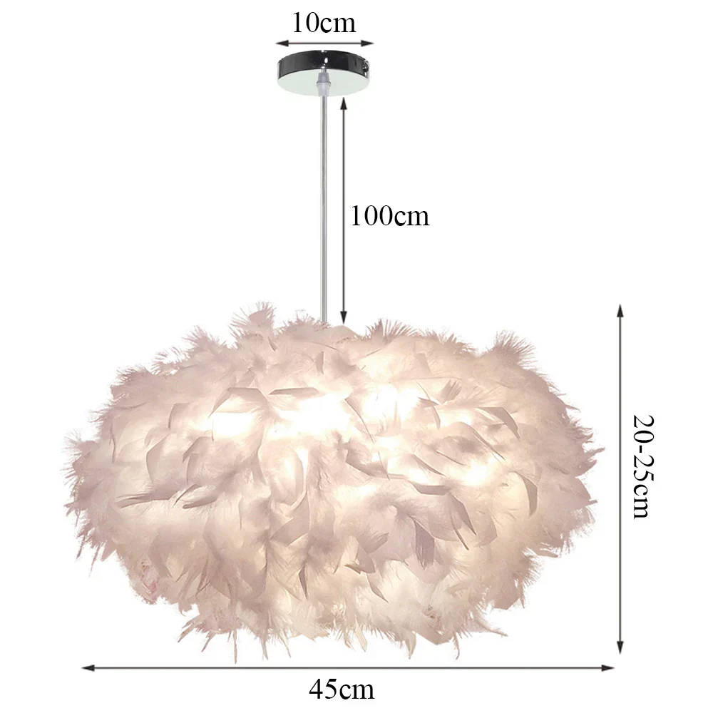 Modern LED Pendant Ceiling Light Feather Droplight Hanging Chandelier Bedroom - Image 10
