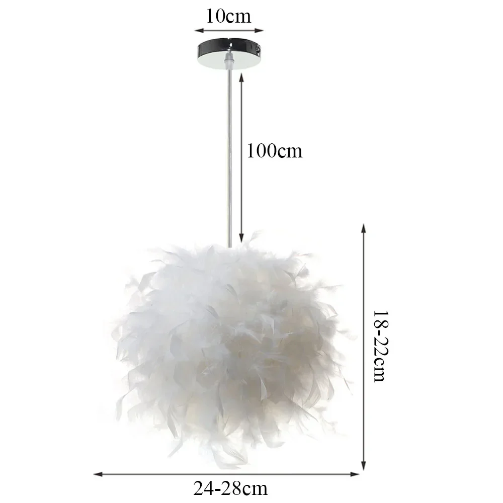 Modern LED Pendant Ceiling Light Feather Droplight Hanging Chandelier Bedroom - Image 12