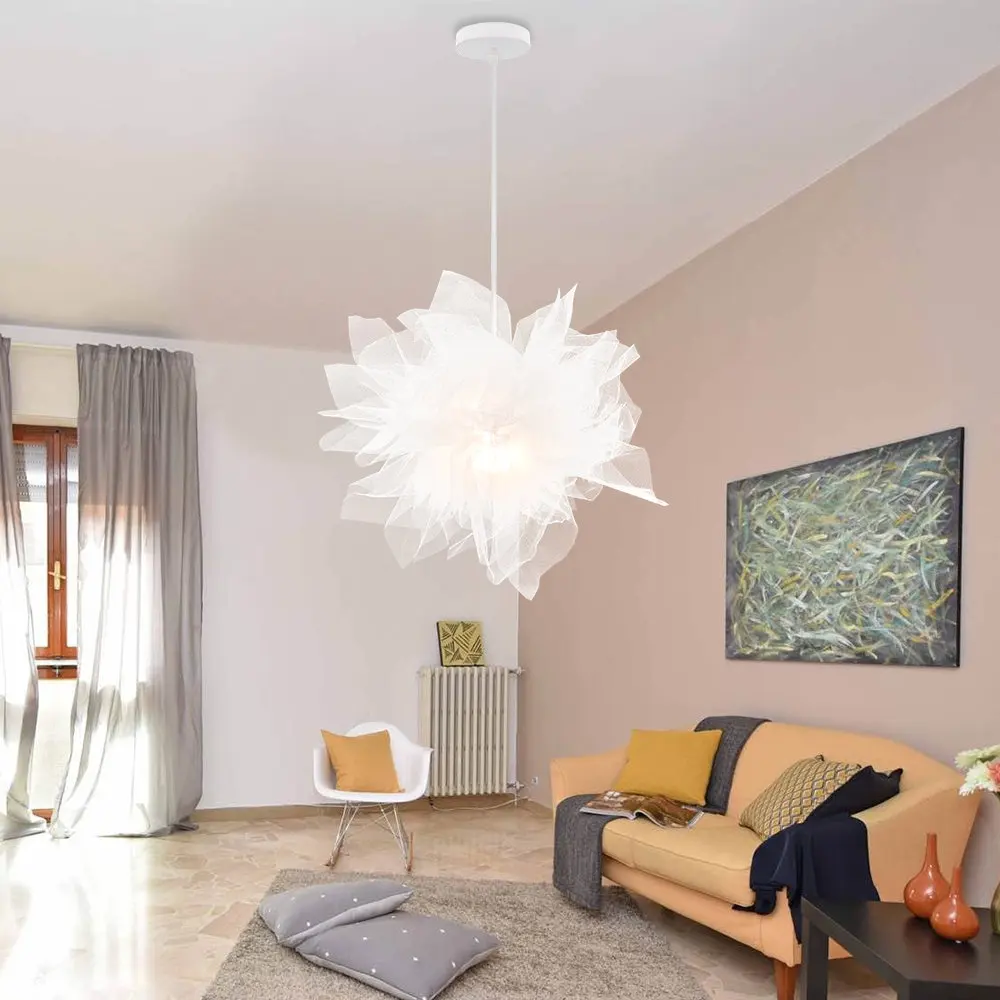 Modern LED Pendant Ceiling Light Feather Droplight Hanging Chandelier Bedroom - Image 6