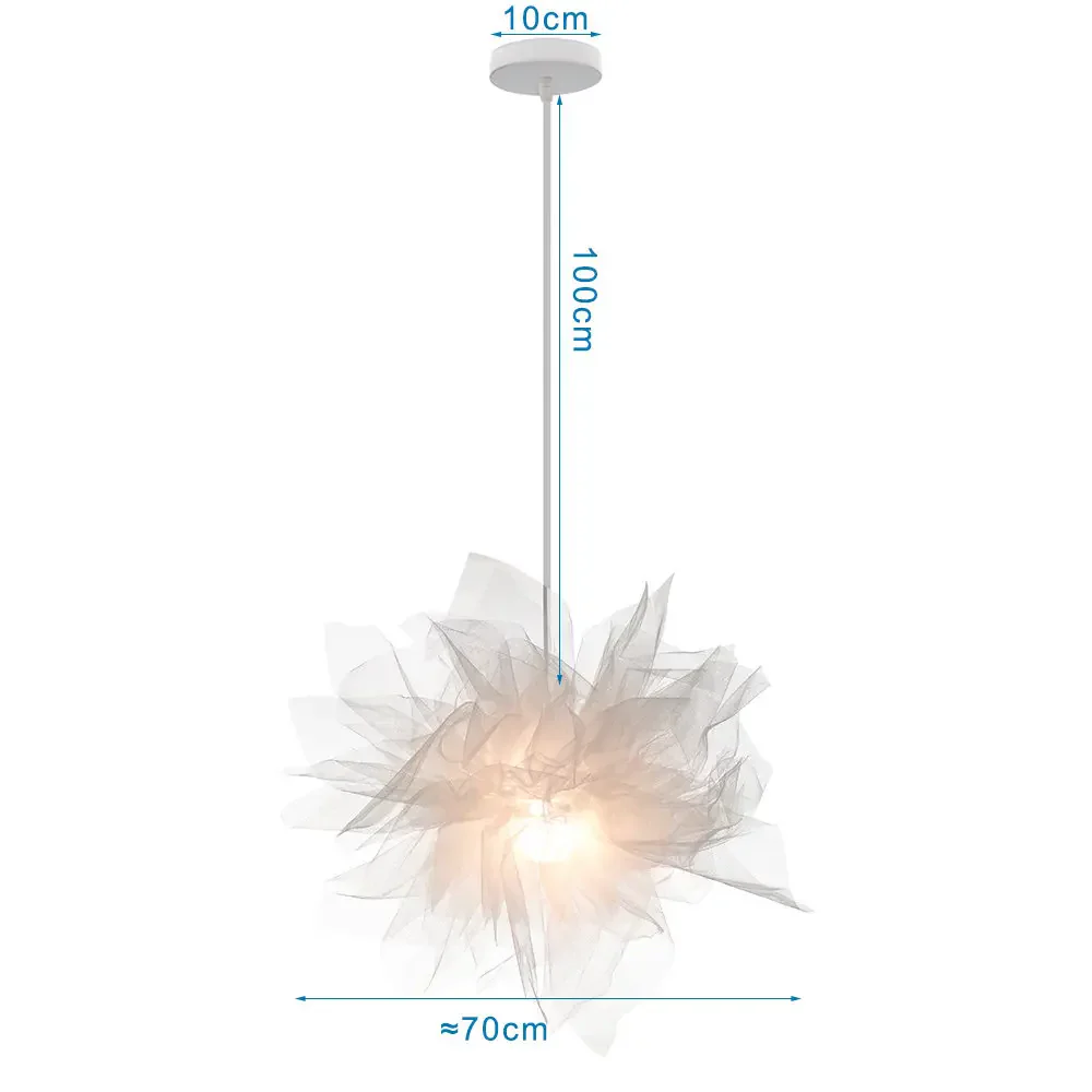 Modern LED Pendant Ceiling Light Feather Droplight Hanging Chandelier Bedroom - Image 7