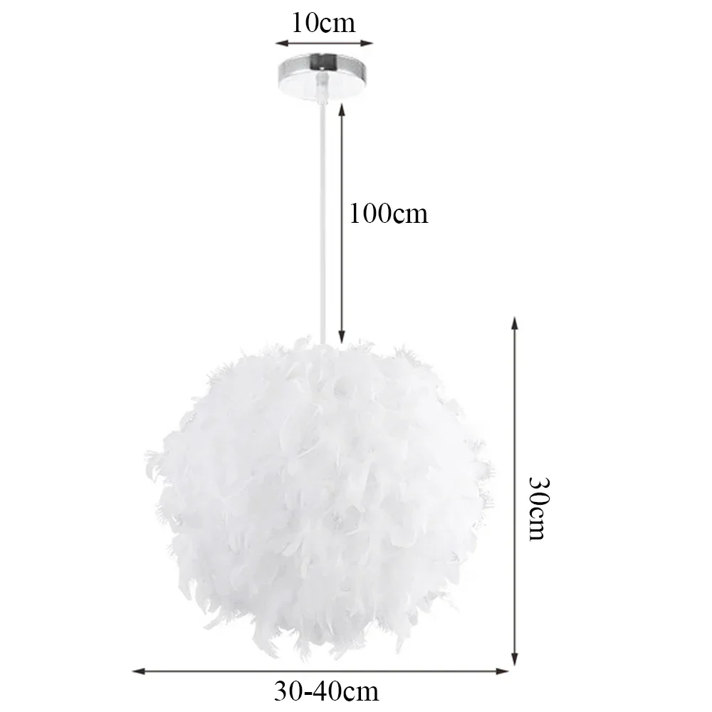 Modern LED Pendant Ceiling Light Feather Droplight Hanging Chandelier Bedroom - Image 9