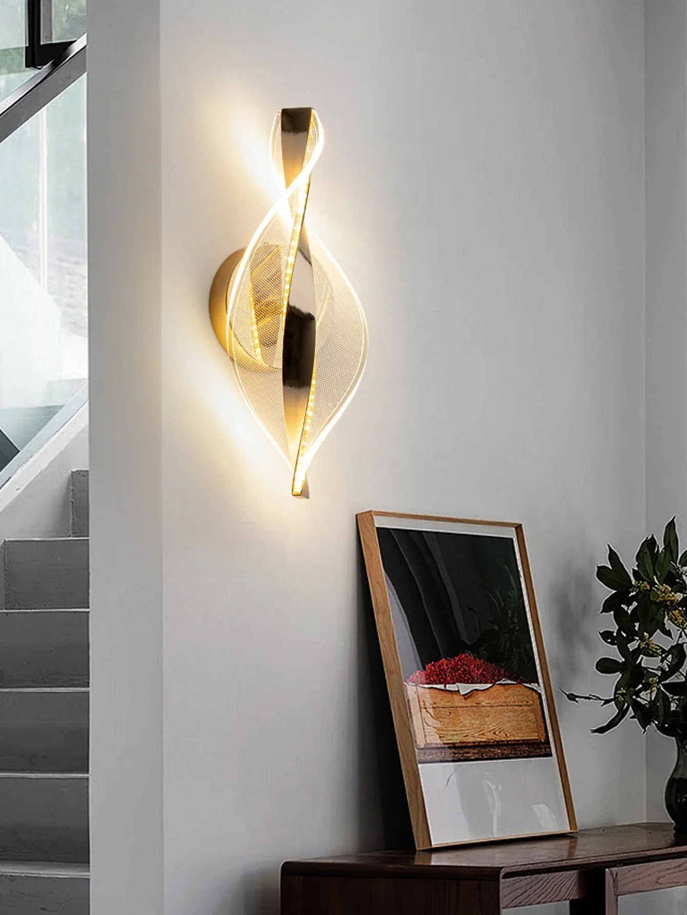 Modern LED Wall Lamp – Gold/Black Acrylic Light for Bedroom, Hallway & Living Room - Image 11