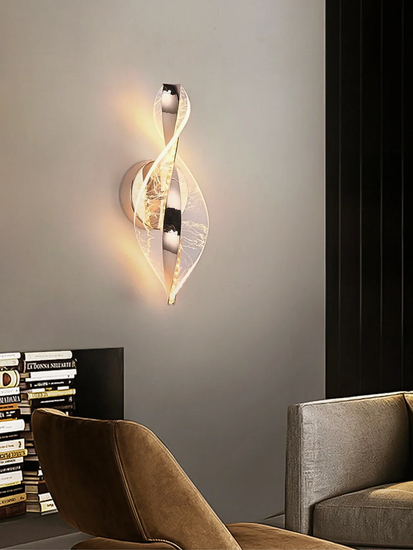 Modern LED Wall Lamp – Gold/Black Acrylic Light for Bedroom, Hallway & Living Room - Image 2