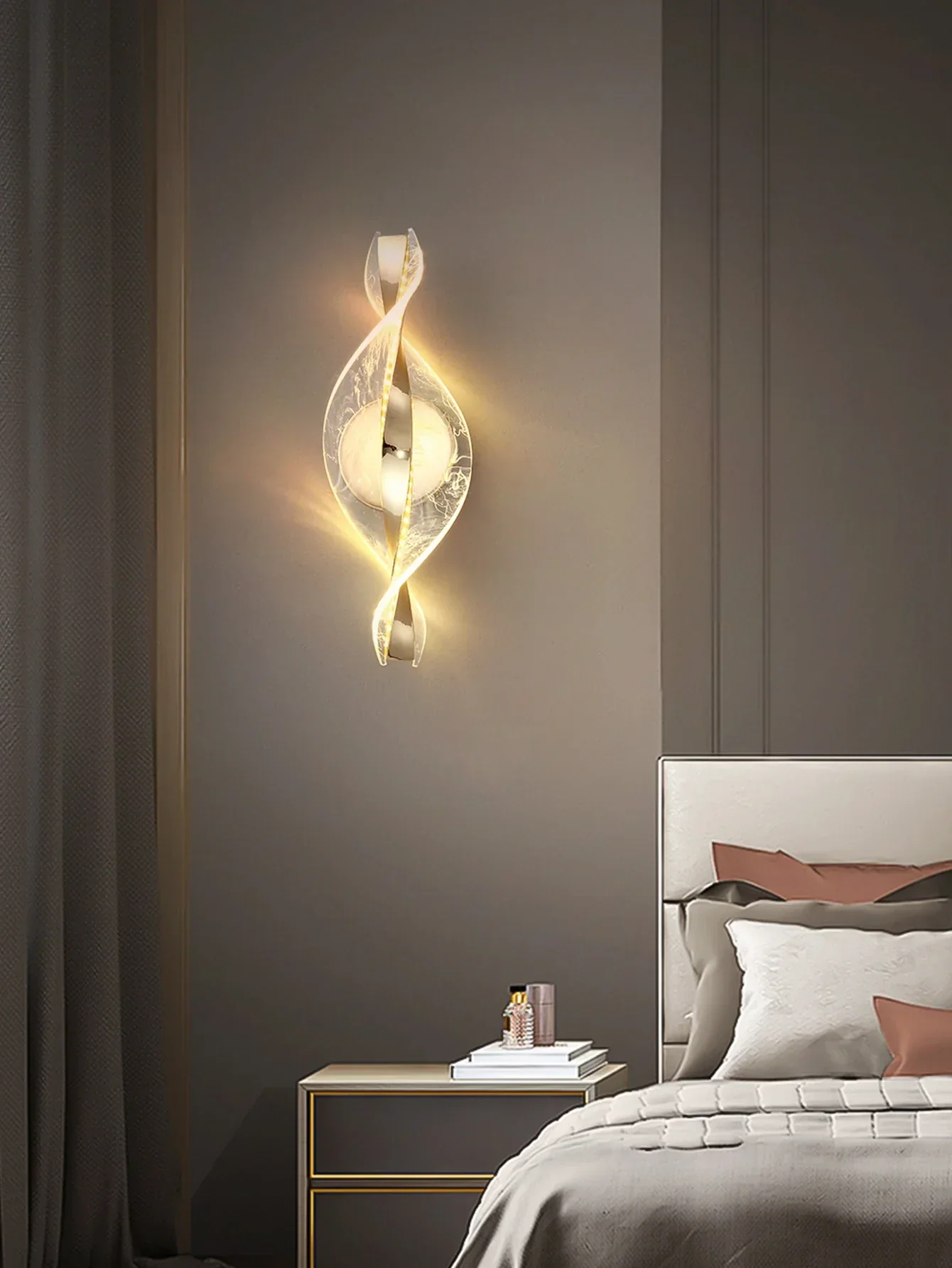 Modern LED Wall Lamp – Gold/Black Acrylic Light for Bedroom, Hallway & Living Room - Image 3