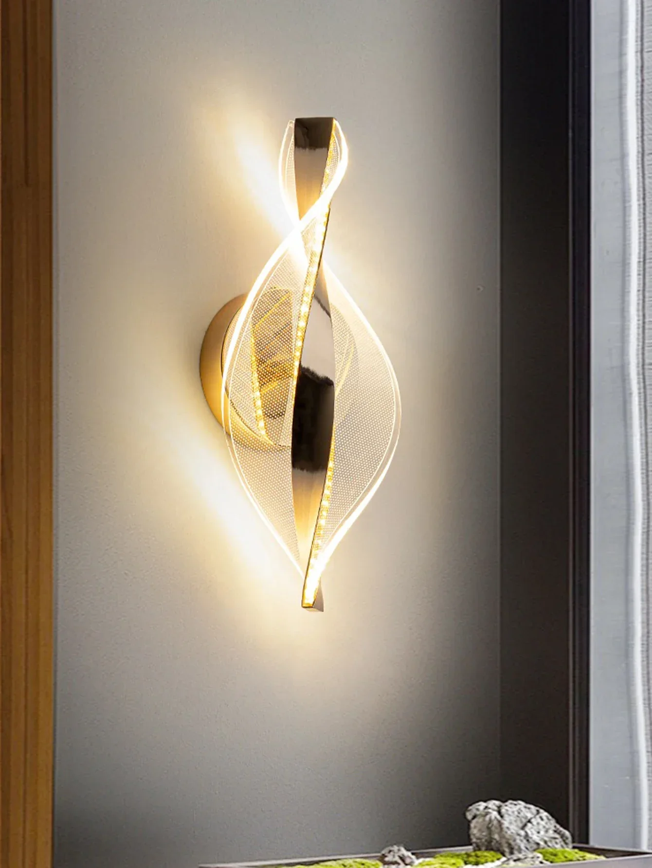 Modern LED Wall Lamp – Gold/Black Acrylic Light for Bedroom, Hallway & Living Room - Image 5