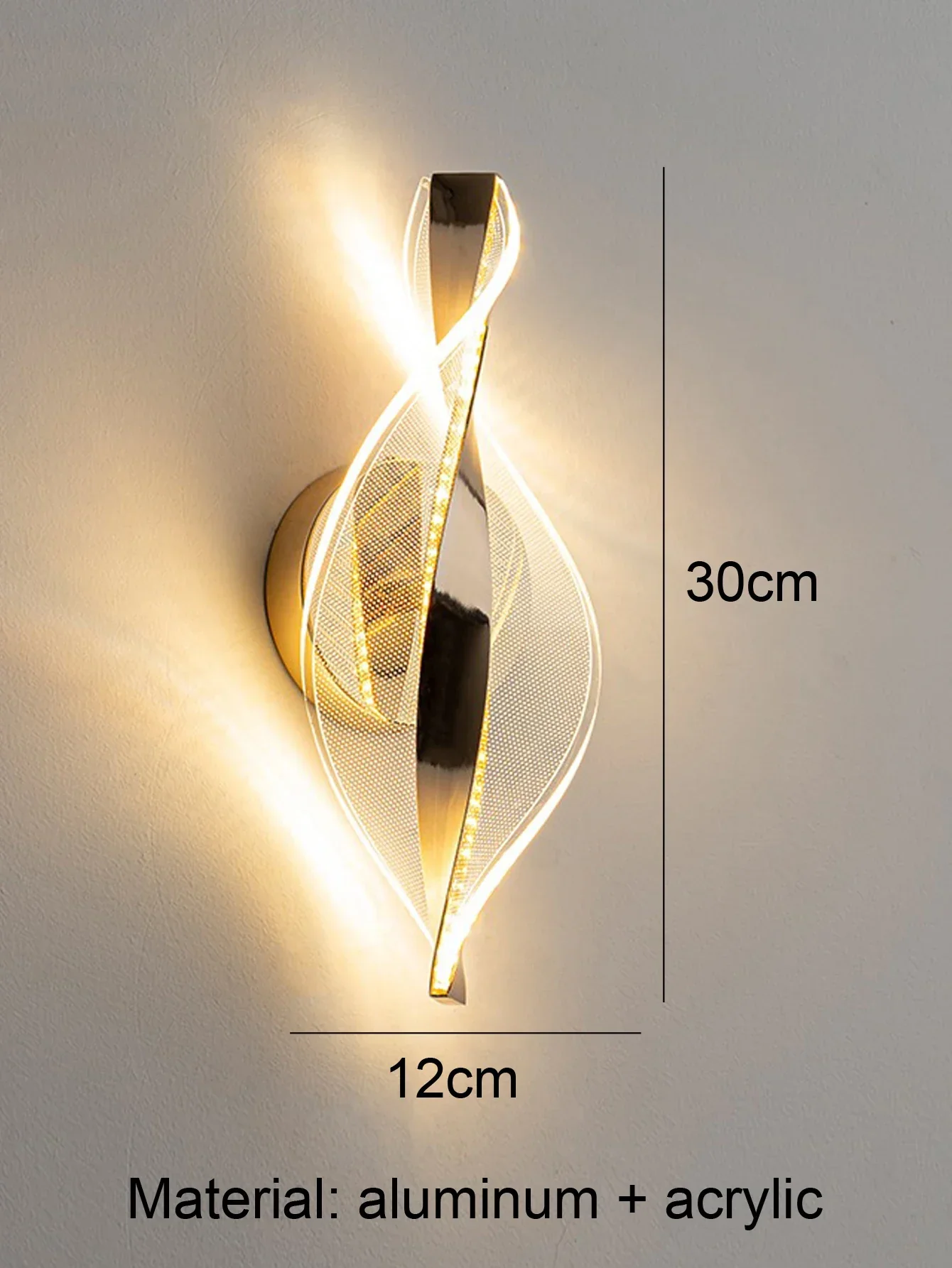 Modern LED Wall Lamp – Gold/Black Acrylic Light for Bedroom, Hallway & Living Room - Image 9