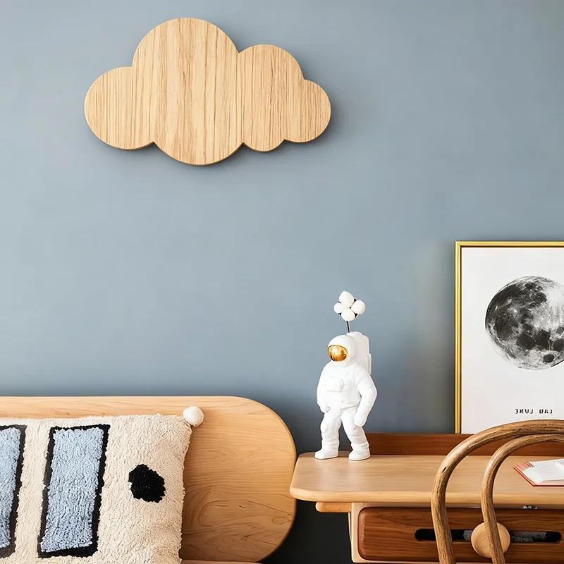 Modern LED Wall Light Wooden Cloud Dimmable Bedroom Bedside Eye Protection Lamp - Image 4
