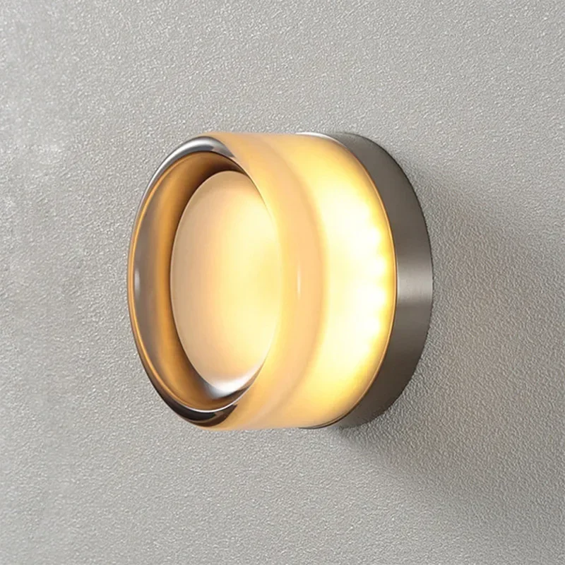 Modern LED Wall Sconce Amber Glass Living Room Bedroom Corridor Decor Light - Image 3
