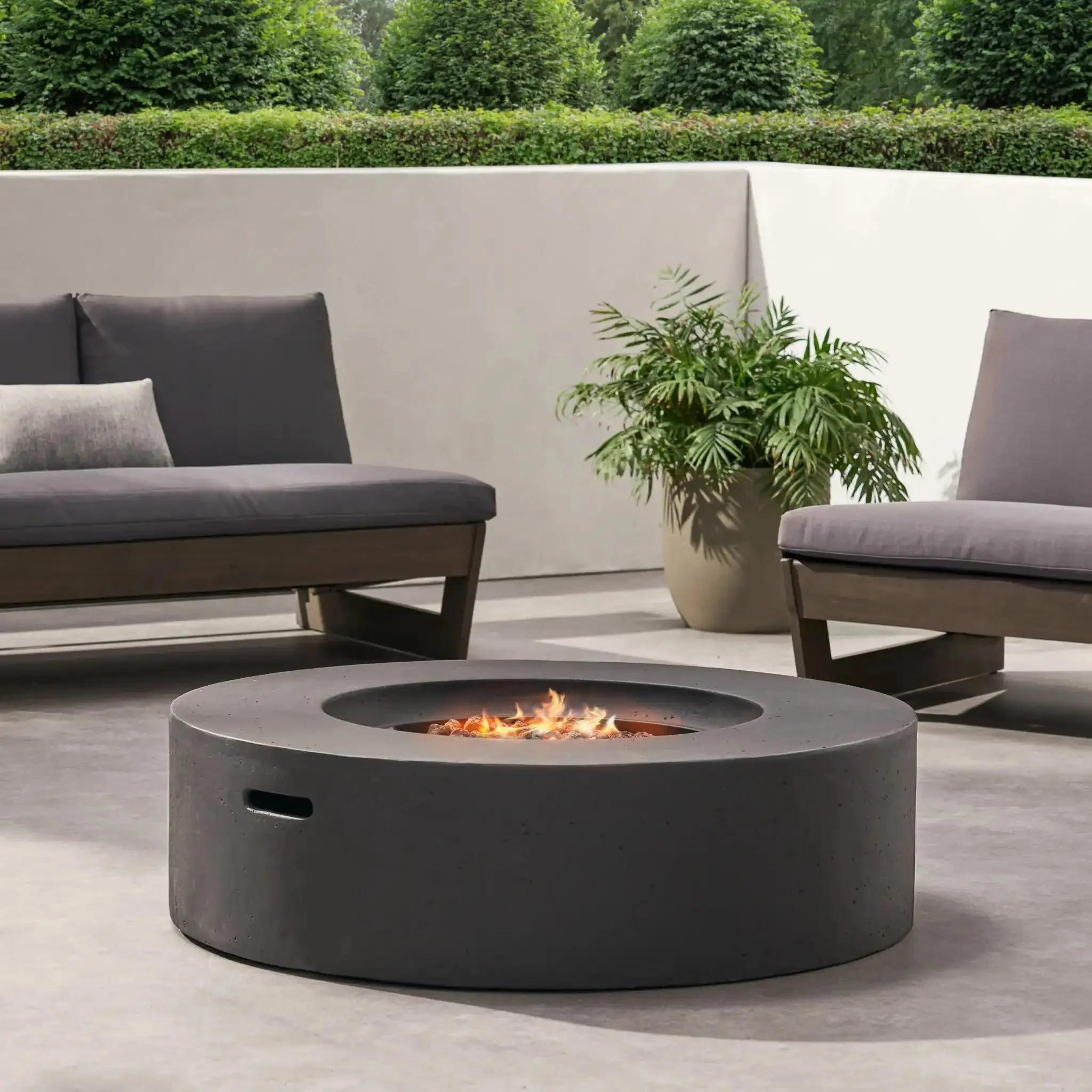 Modern Lightweight Concrete Outdoor Circular Fire Pit 50,000 BTU - Image 4