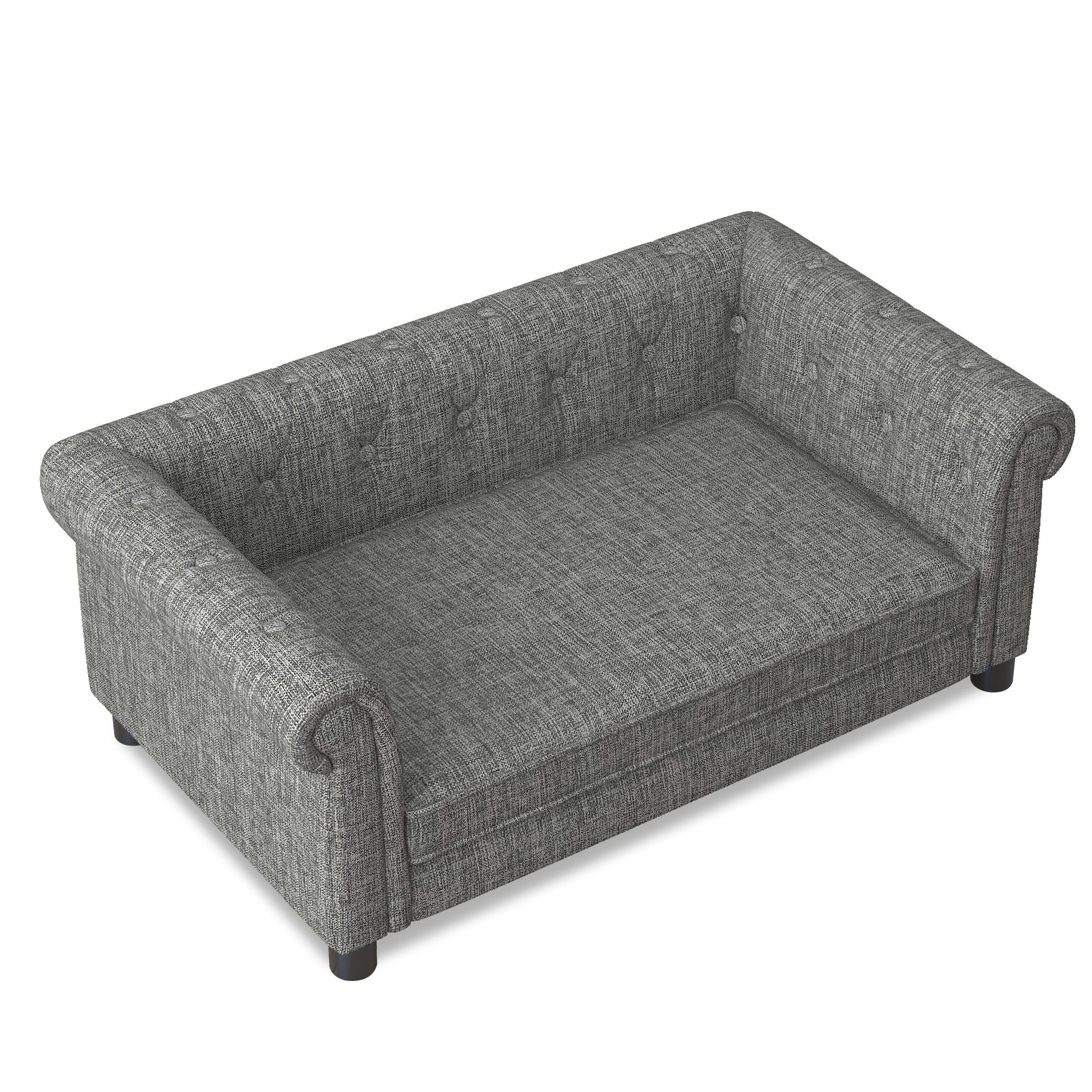 Modern Linen Fabric Light Grey Elevated Pet Bed - Image 2