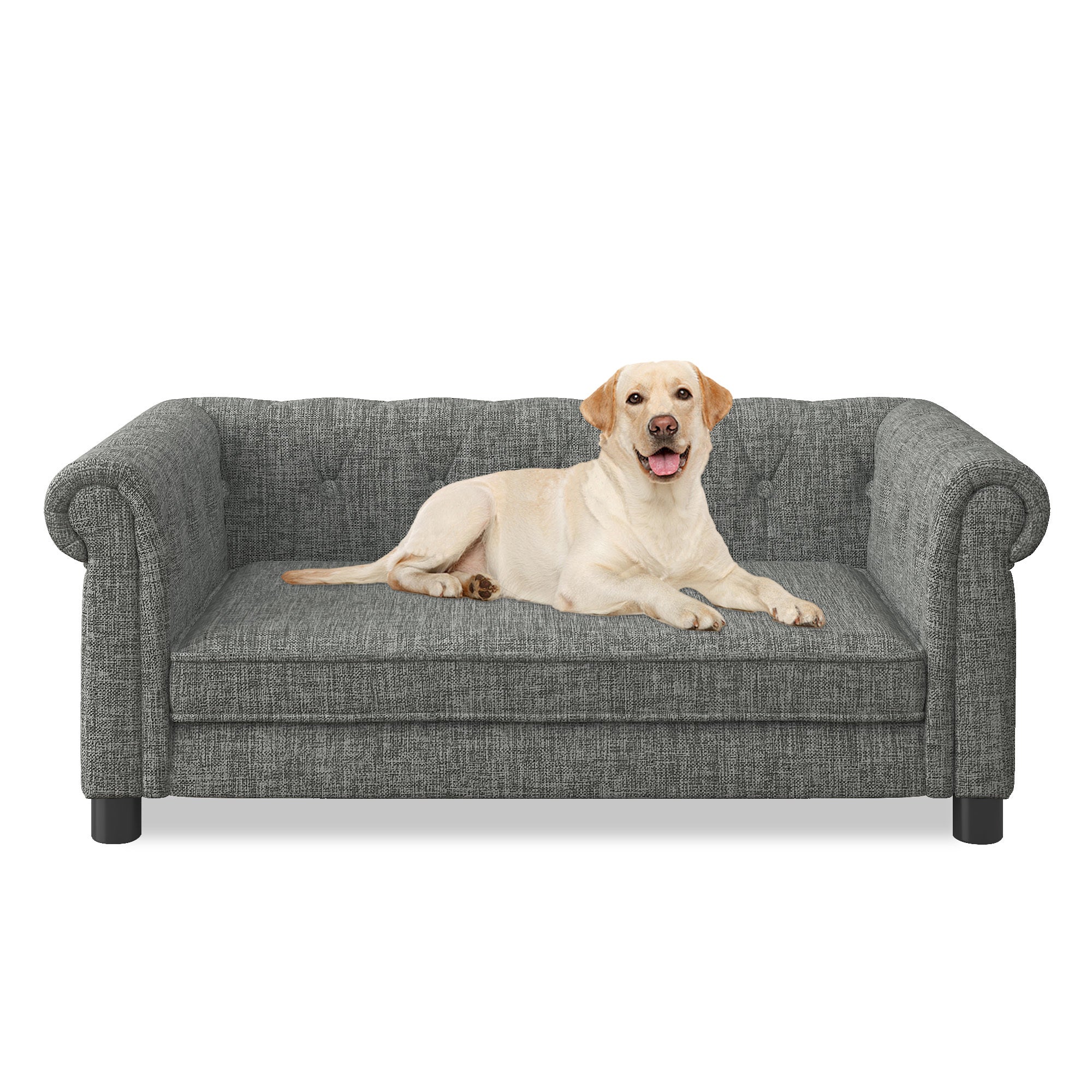 Modern Linen Fabric Light Grey Elevated Pet Bed - Image 8