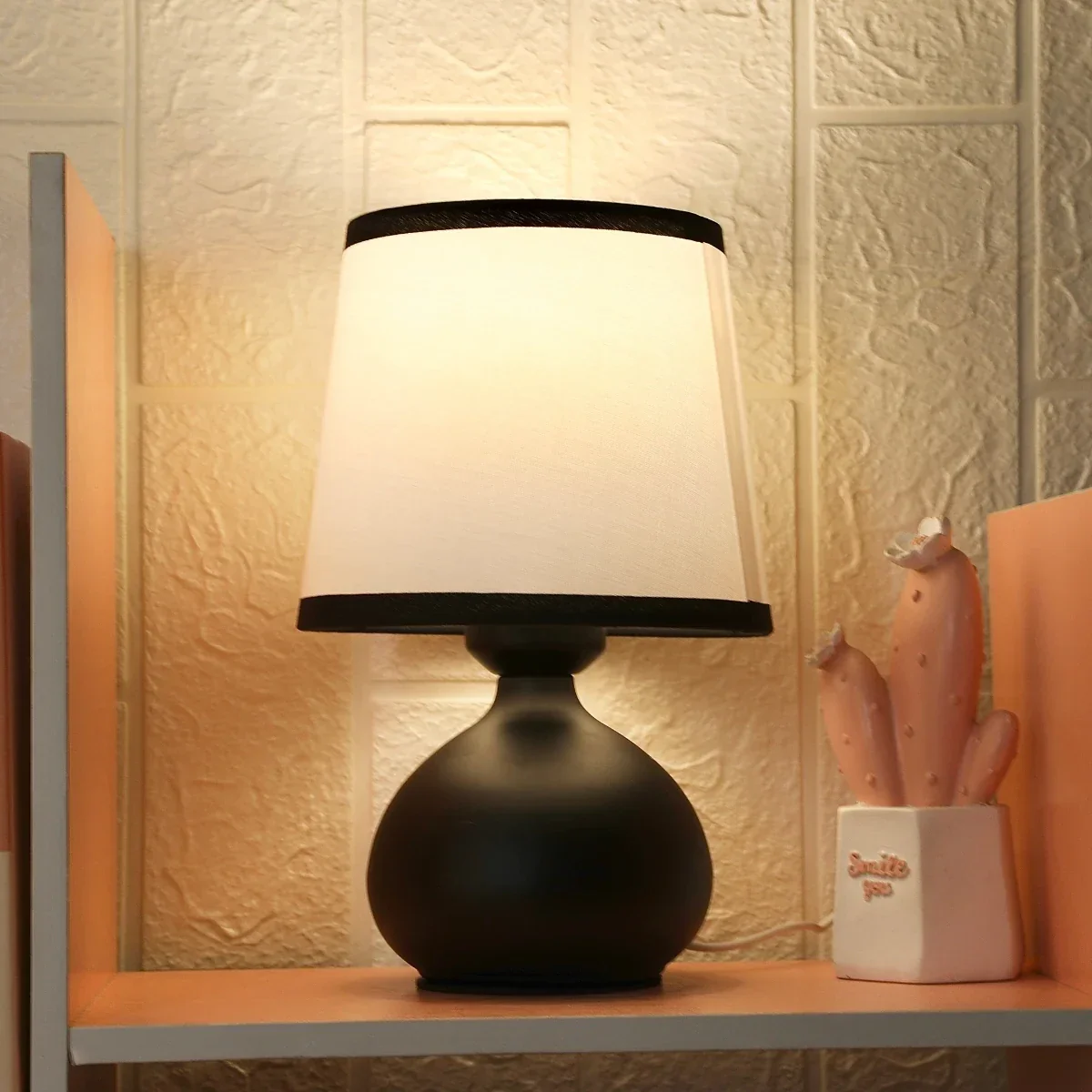 Modern Linen LED Table Lamp Bedside Desk Light Home Décor Bedroom Lighting - Image 2