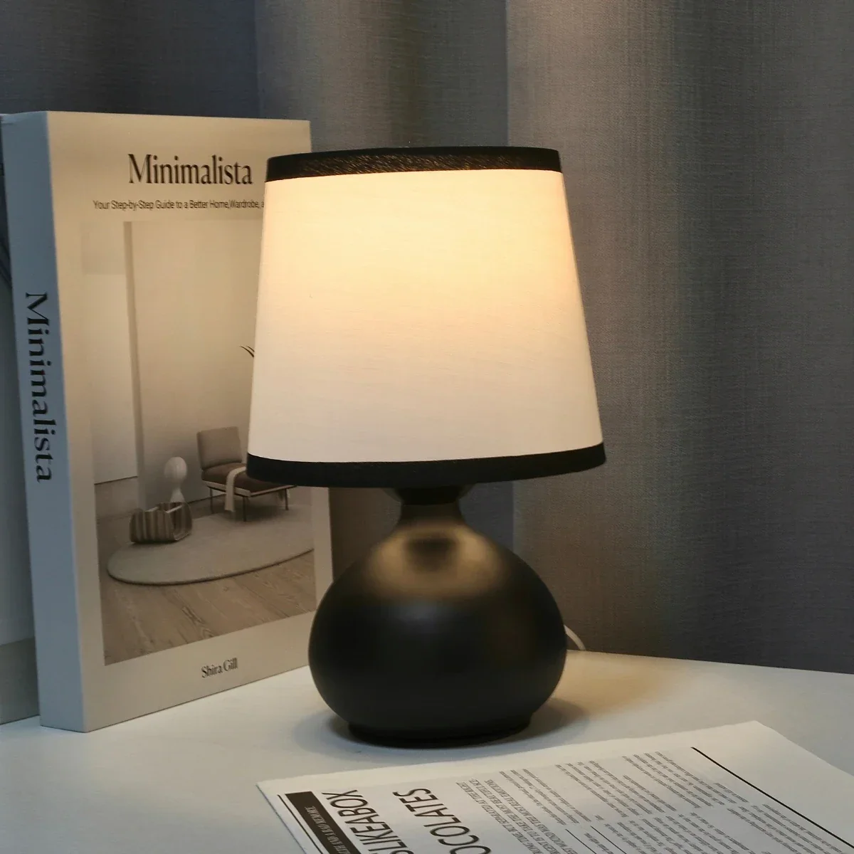 Modern Linen LED Table Lamp Bedside Desk Light Home Décor Bedroom Lighting - Image 3