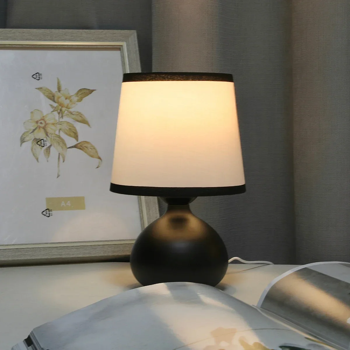 Modern Linen LED Table Lamp Bedside Desk Light Home Décor Bedroom Lighting - Image 4