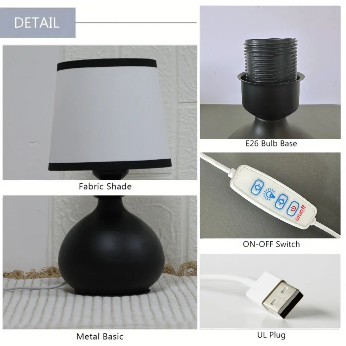 Modern Linen LED Table Lamp Bedside Desk Light Home Décor Bedroom Lighting - Image 6