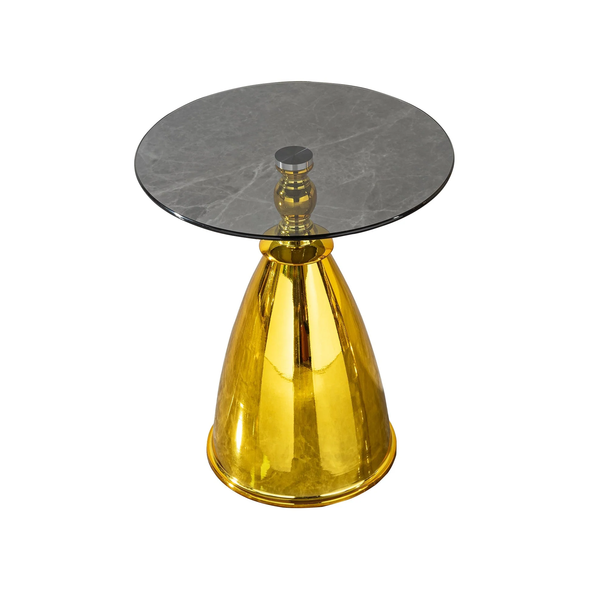 Modern Living Room Coffee Table with Grey Tempered Glass and Gold Carbon Steel - Image 8