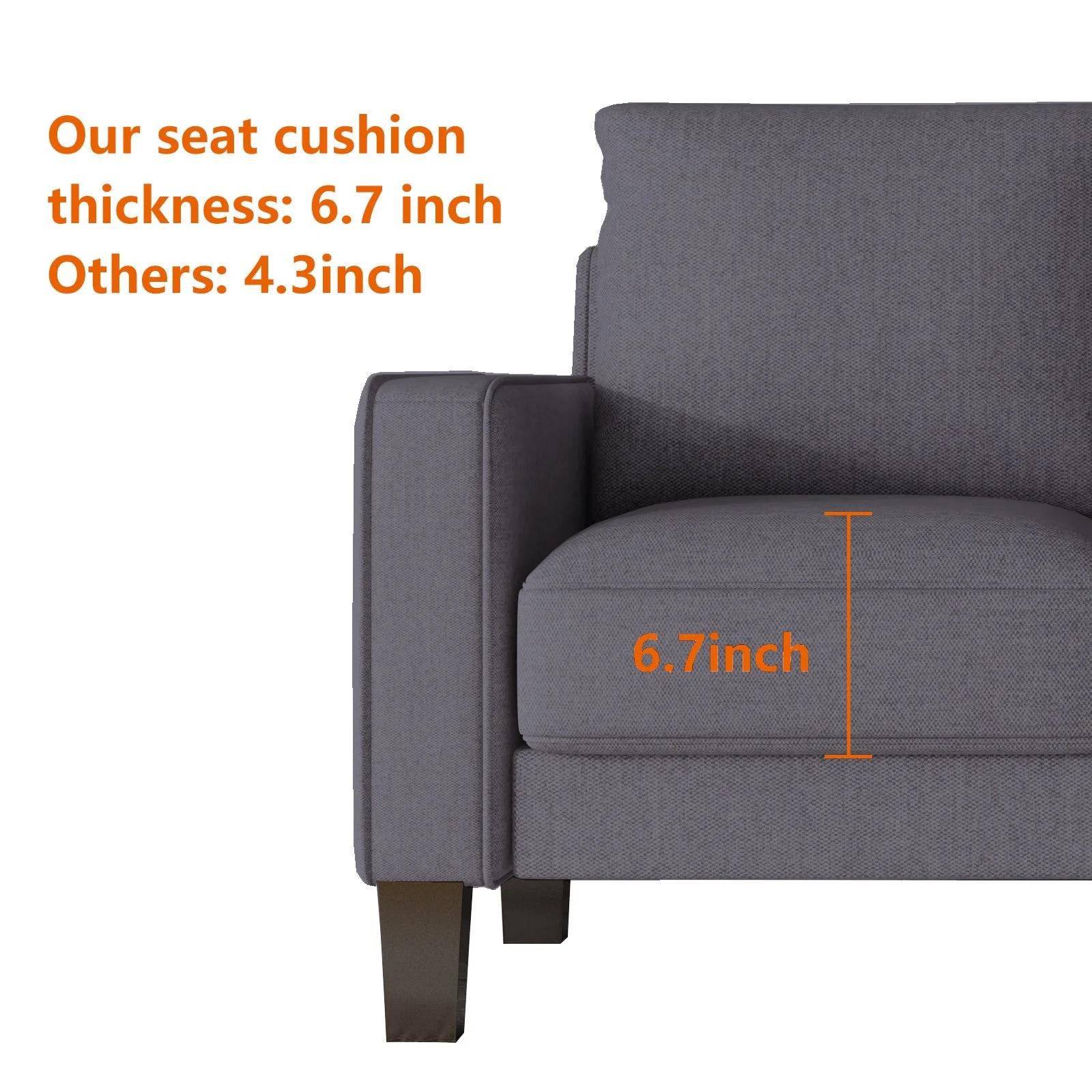 Modern Living Room Furniture Sofa in Dark Grey Fabric - Image 12