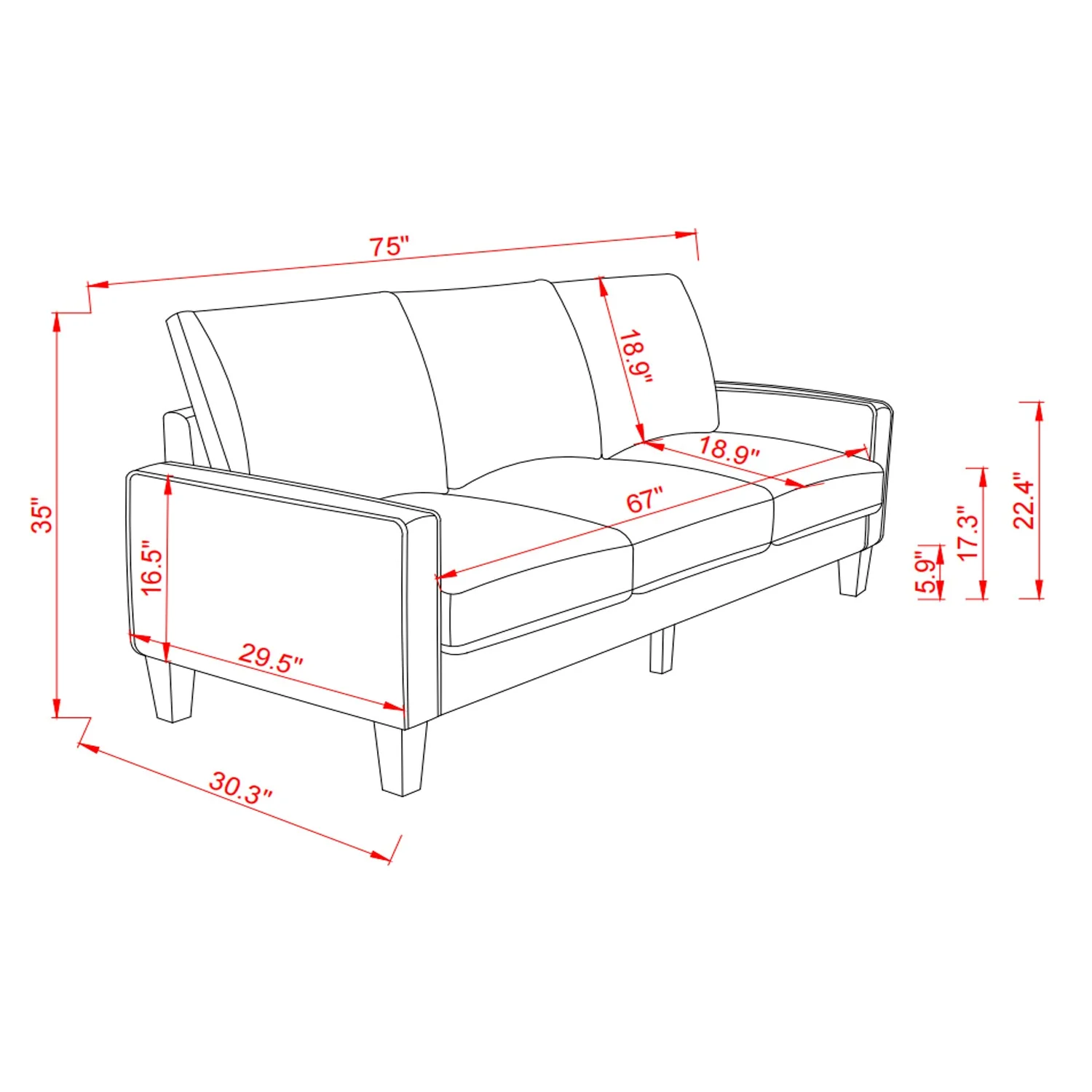 Modern Living Room Furniture Sofa in Dark Grey Fabric - Image 9