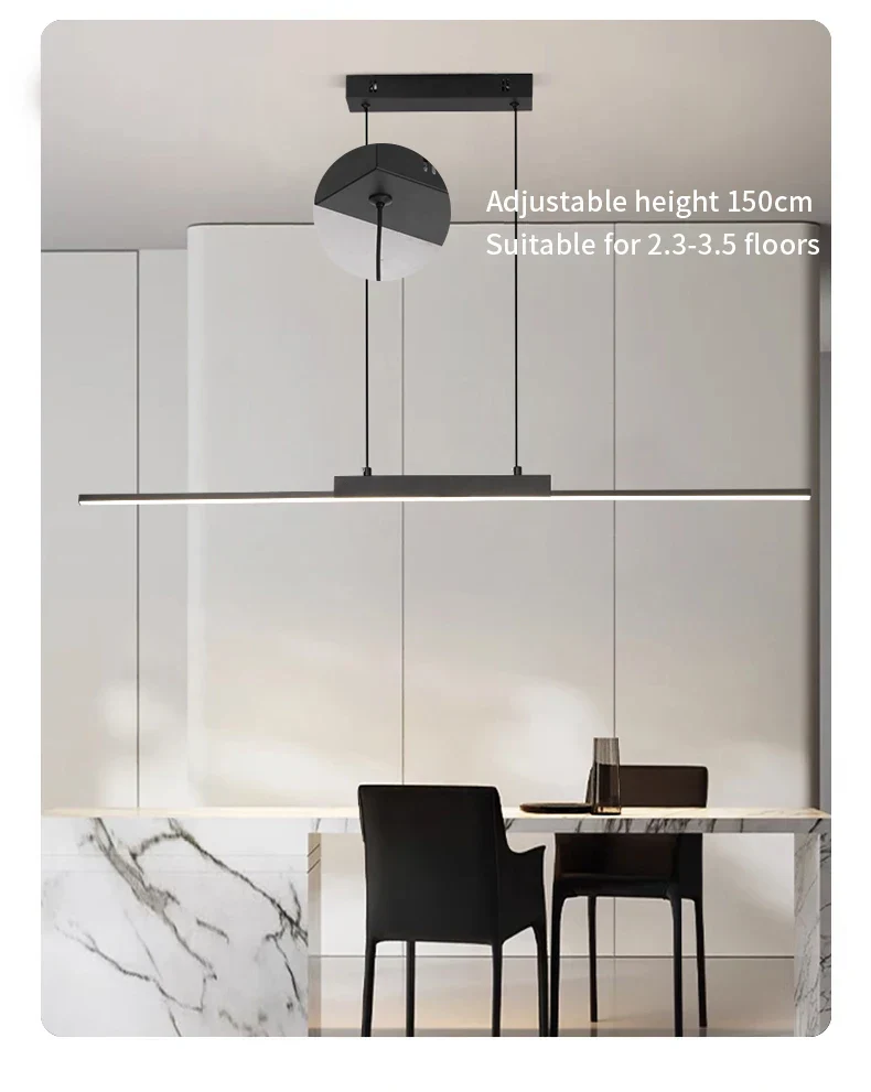 Modern Long Pendant Light – Minimalist Dining Room Chandelier for Kitchen & Living - Image 7