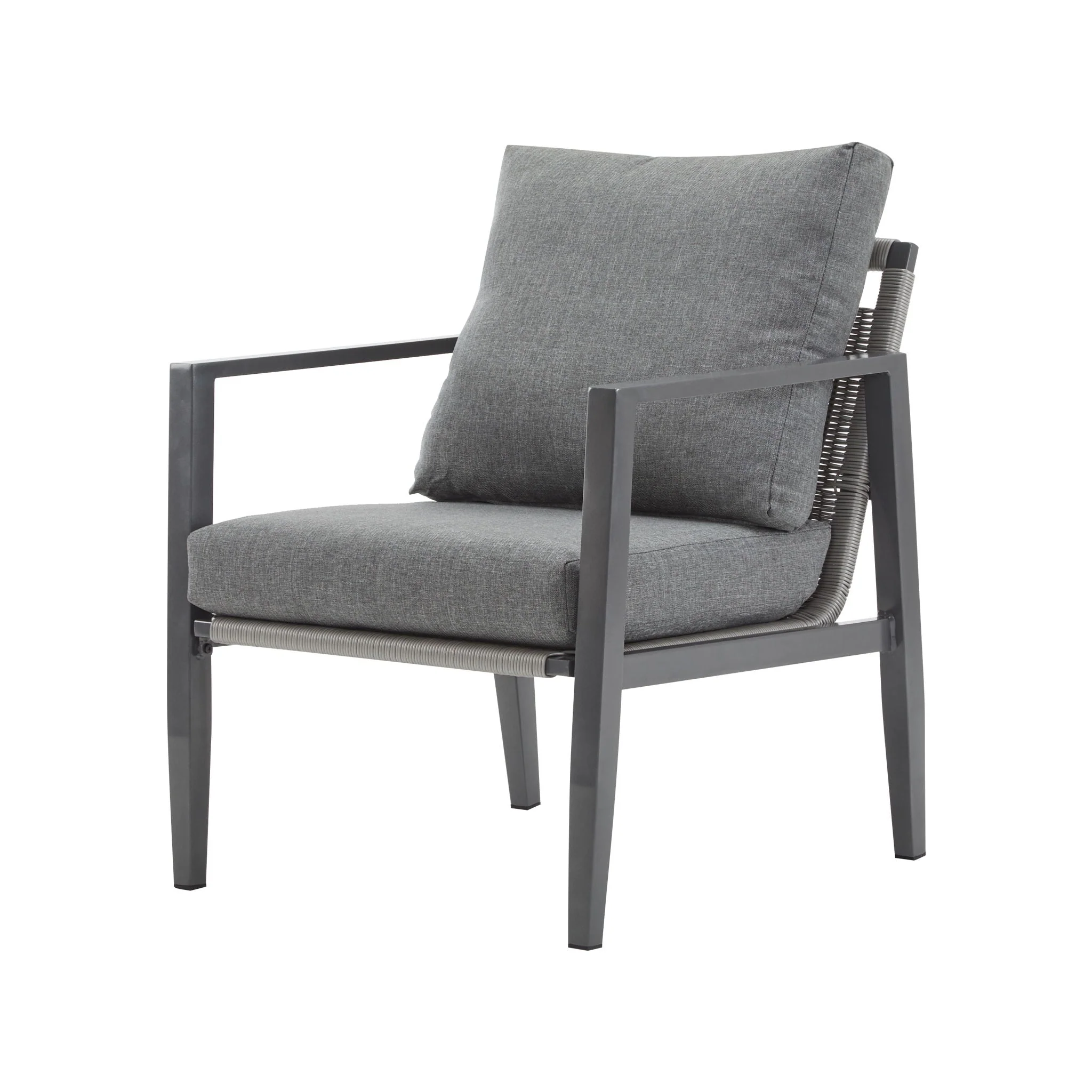 Modern Lounge Chair With Rope Accents And Cushions