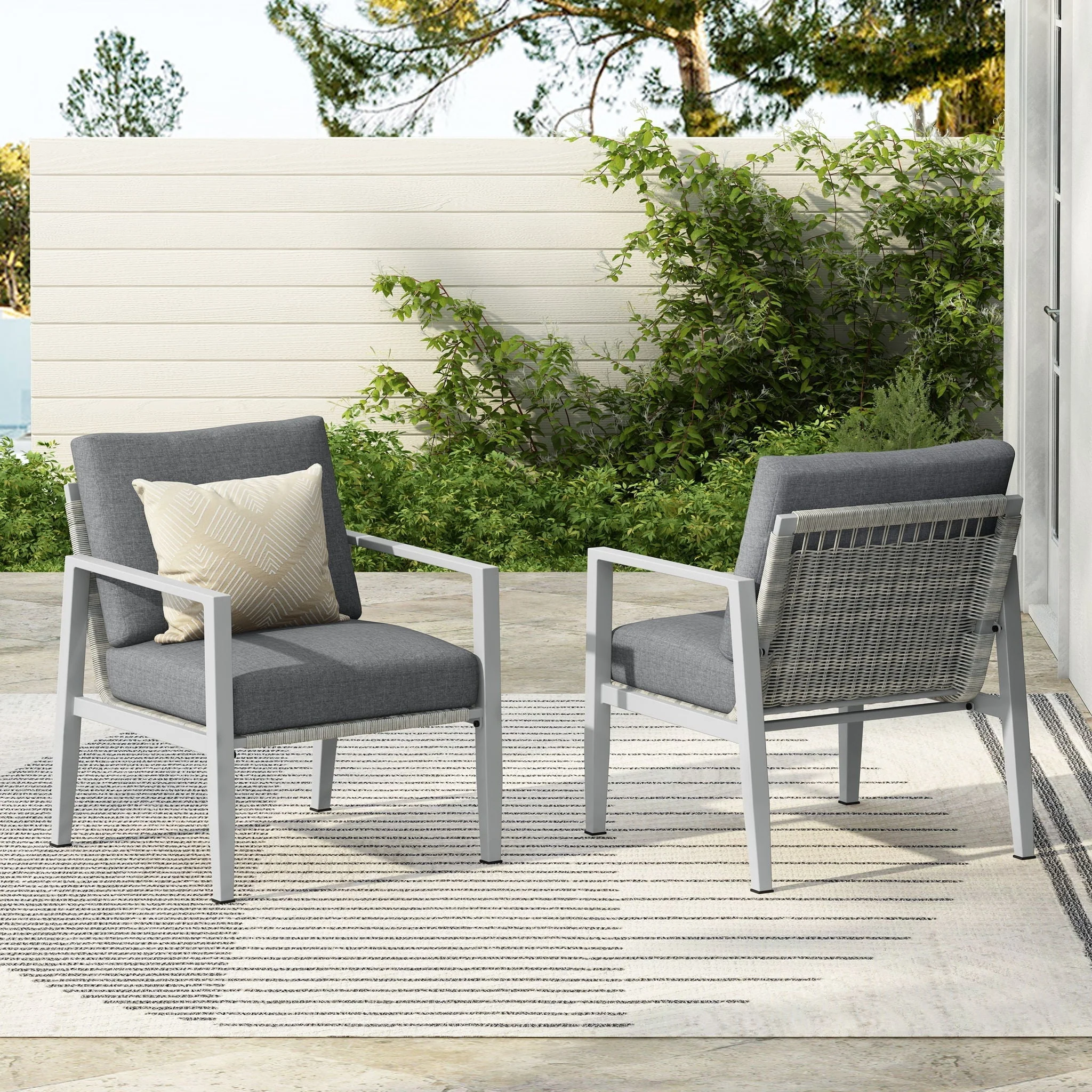 Modern Lounge Chair With Rope Accents And Cushions - Image 13