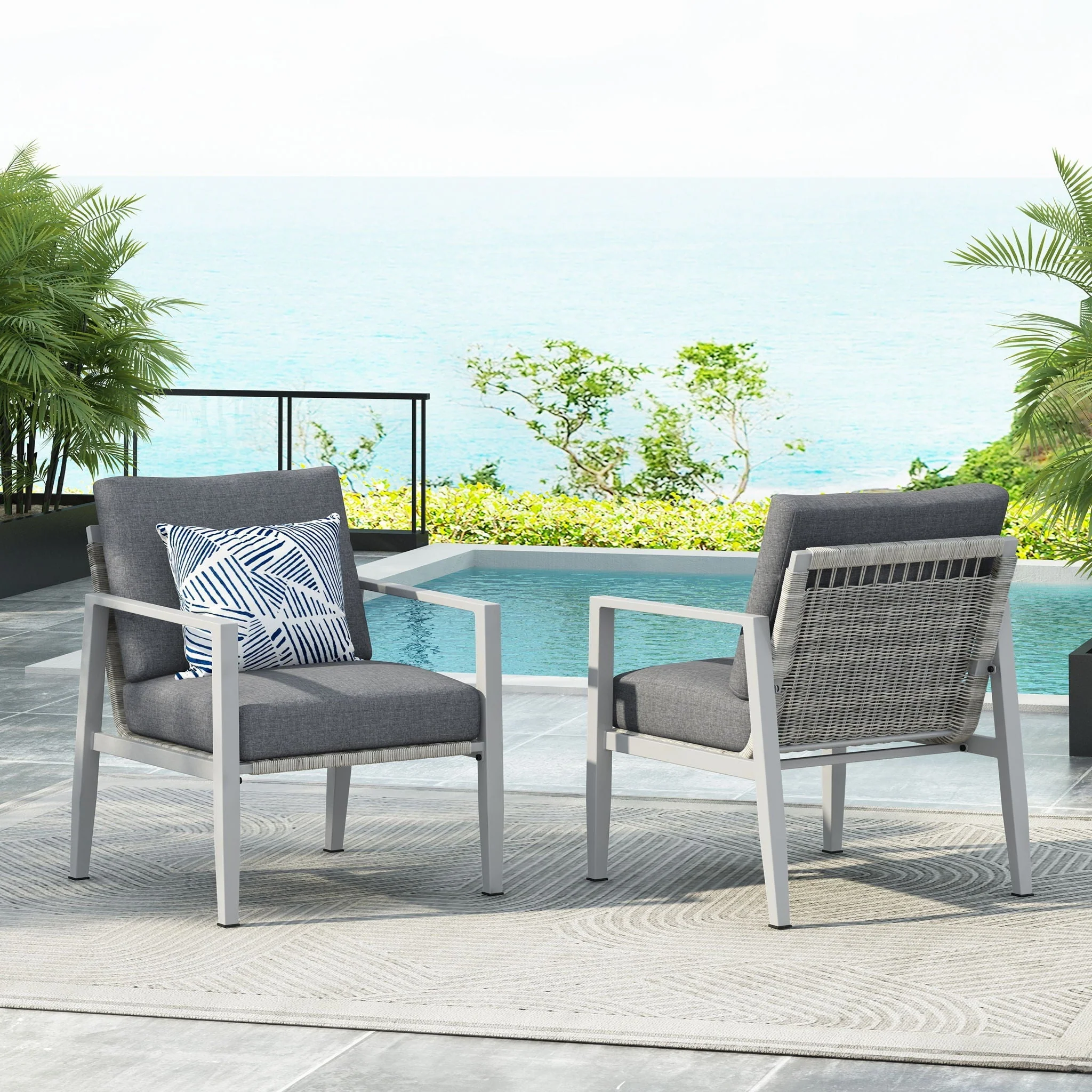 Modern Lounge Chair With Rope Accents And Cushions - Image 14