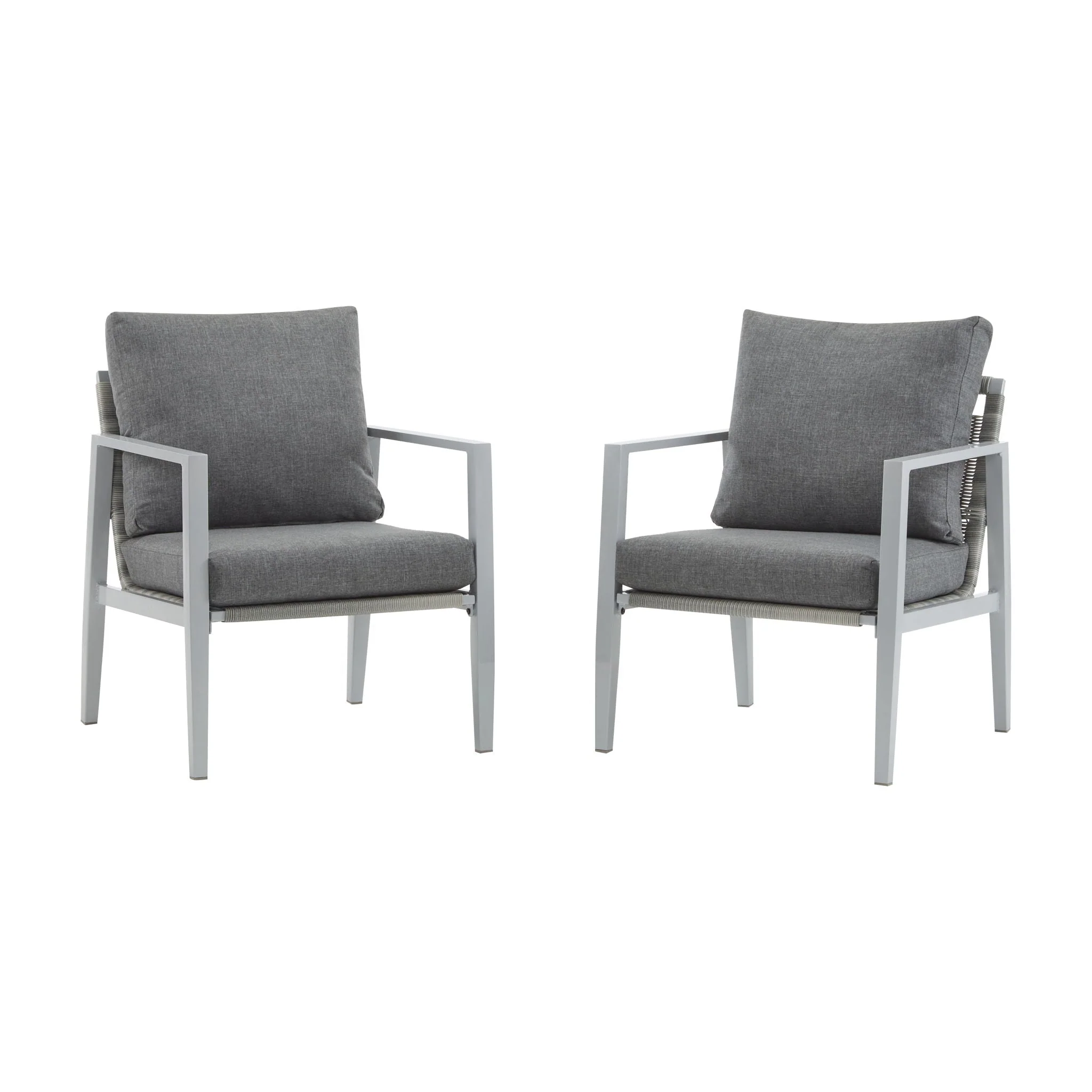 Modern Lounge Chair With Rope Accents And Cushions - Image 2