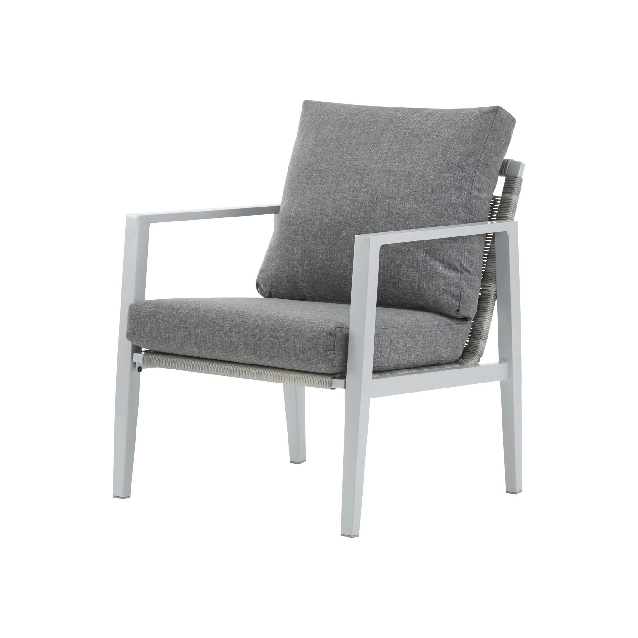 Modern Lounge Chair With Rope Accents And Cushions - Image 3