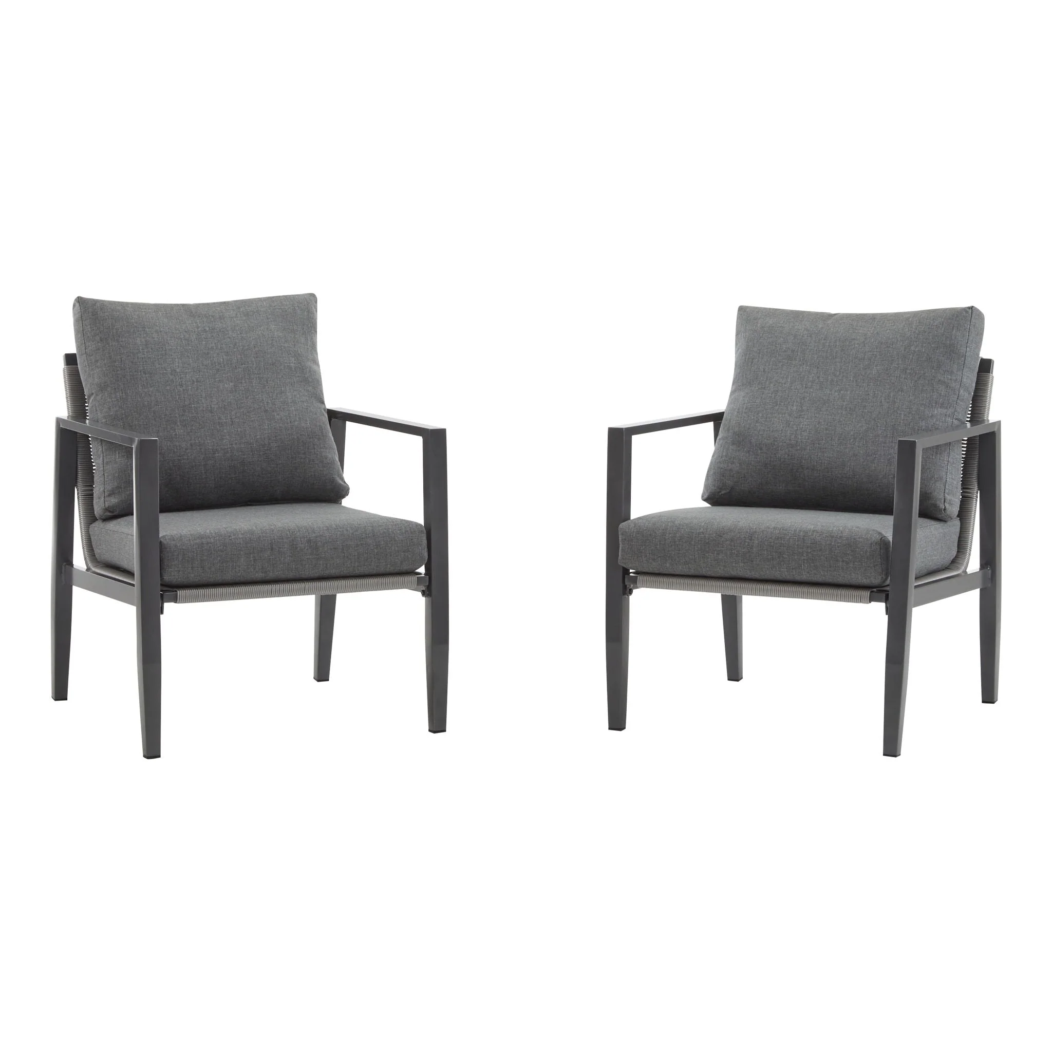 Modern Lounge Chair With Rope Accents And Cushions - Image 4