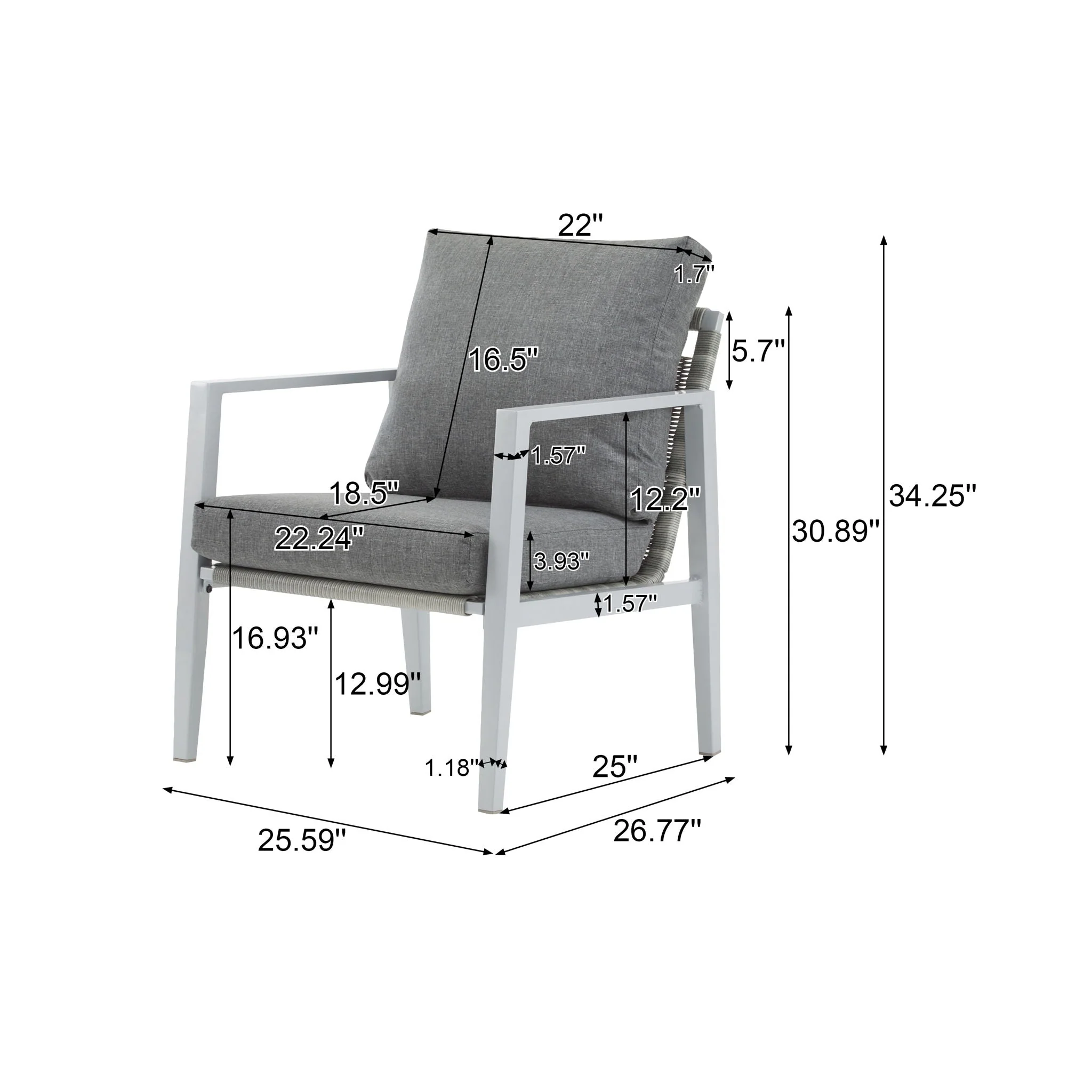Modern Lounge Chair With Rope Accents And Cushions - Image 7