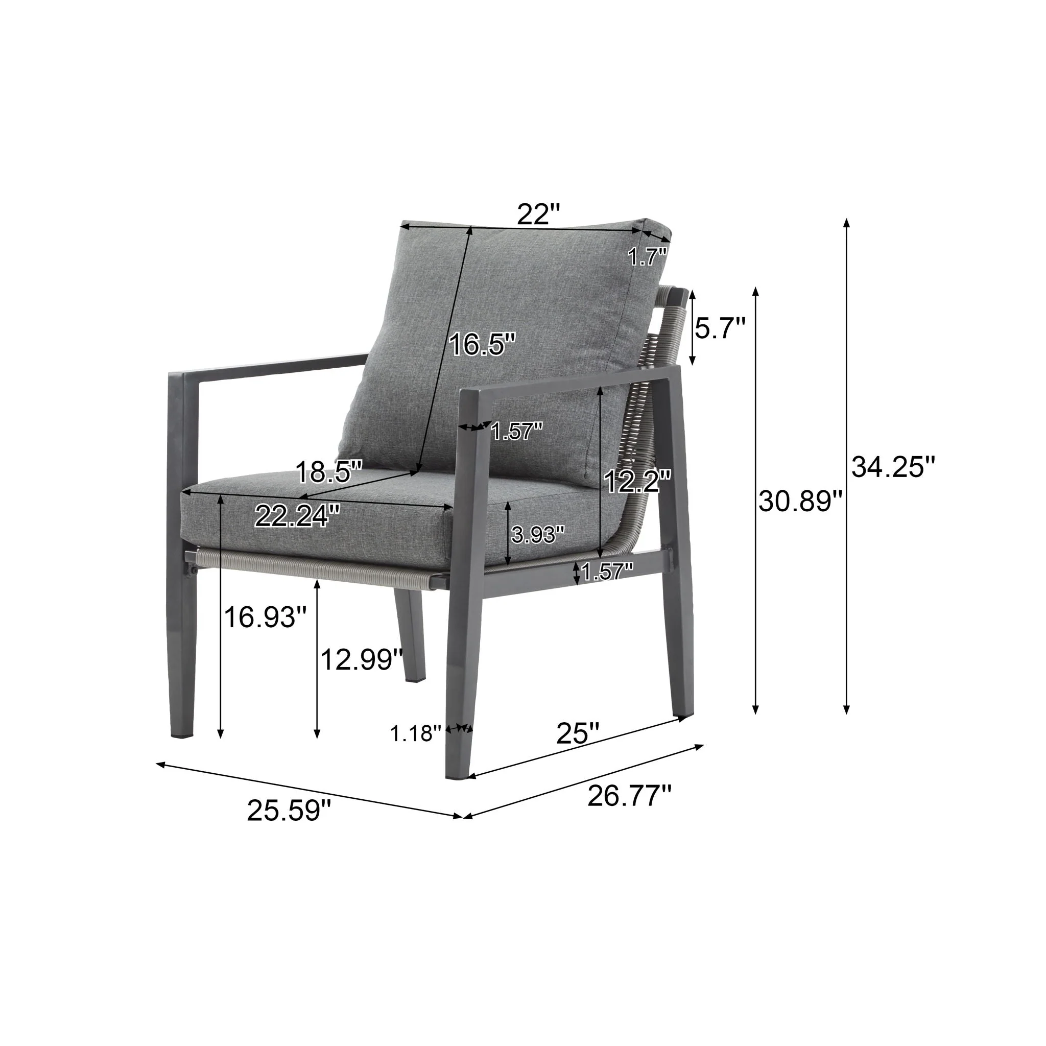 Modern Lounge Chair With Rope Accents And Cushions - Image 8