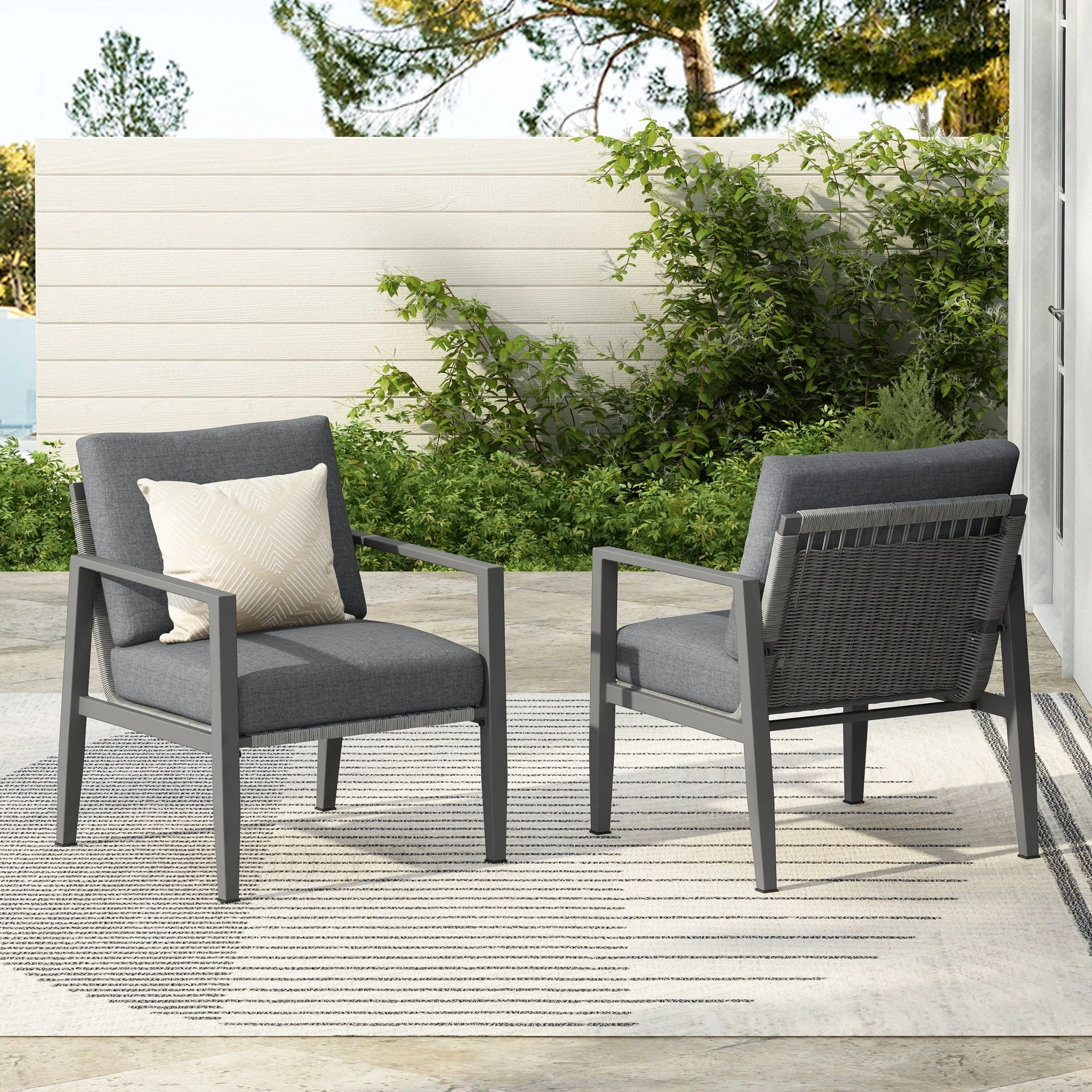 Modern Lounge Chair With Rope Accents And Cushions - Image 9