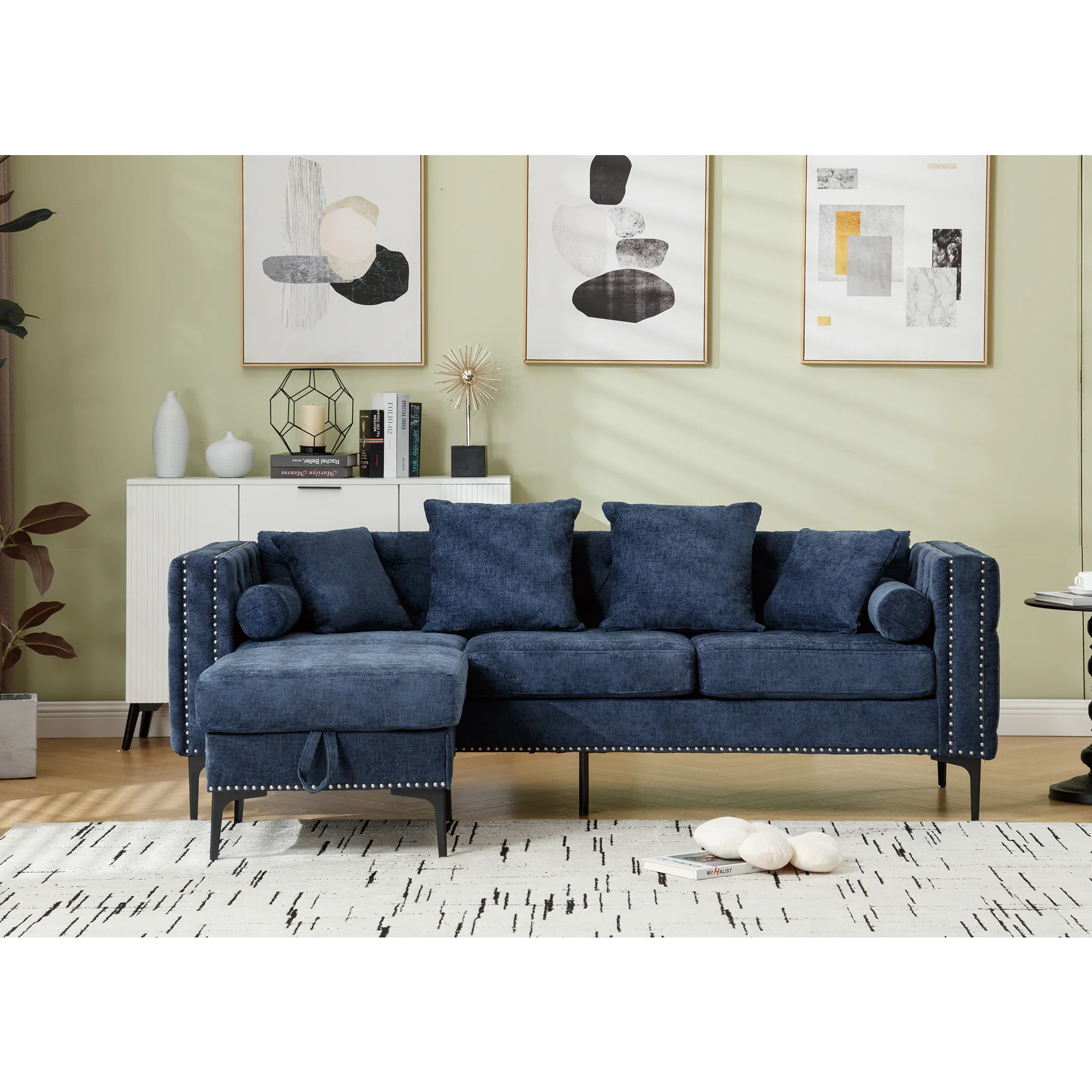 Modern Lounge Chenille Sectional Sofa - Image 2