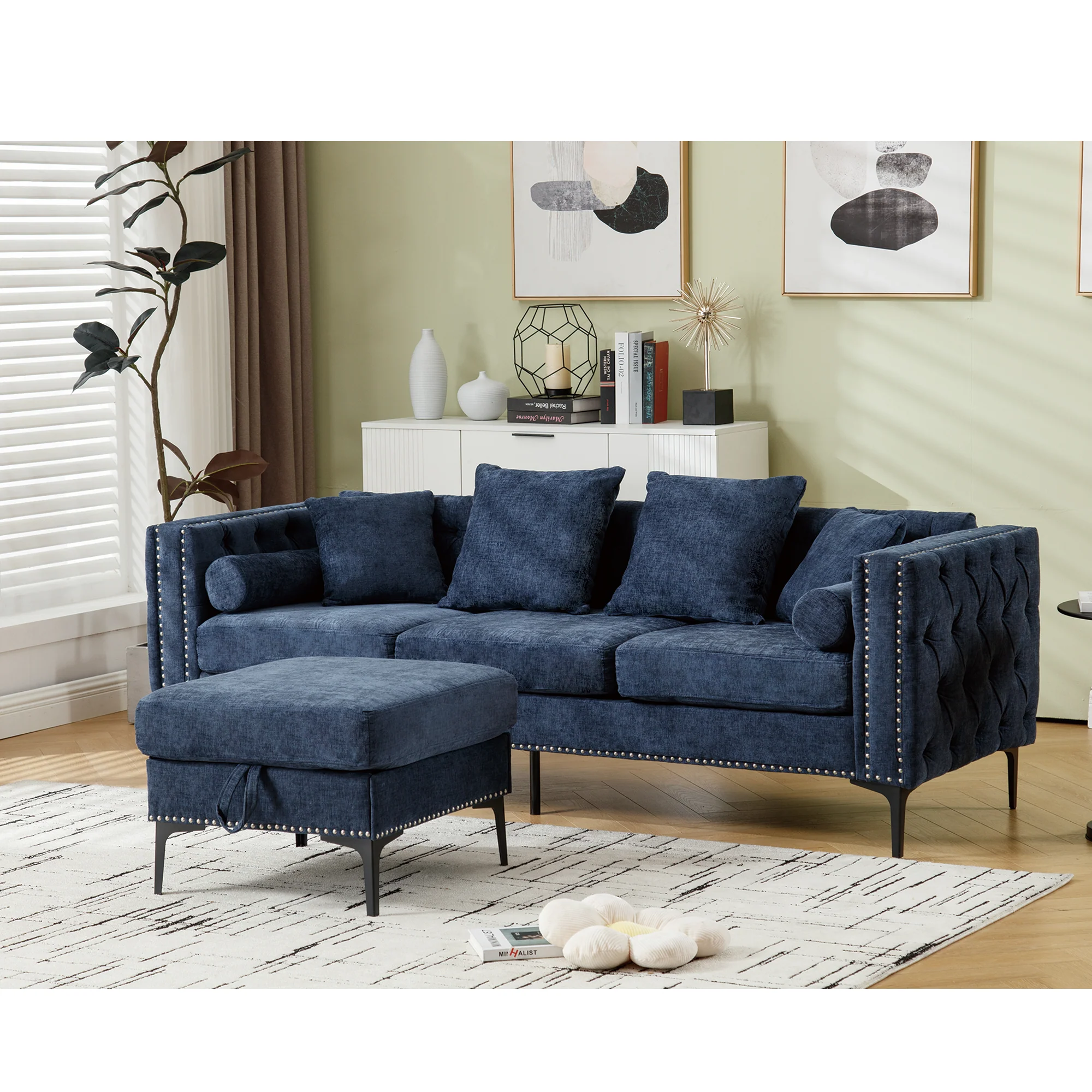Modern Lounge Chenille Sectional Sofa - Image 3