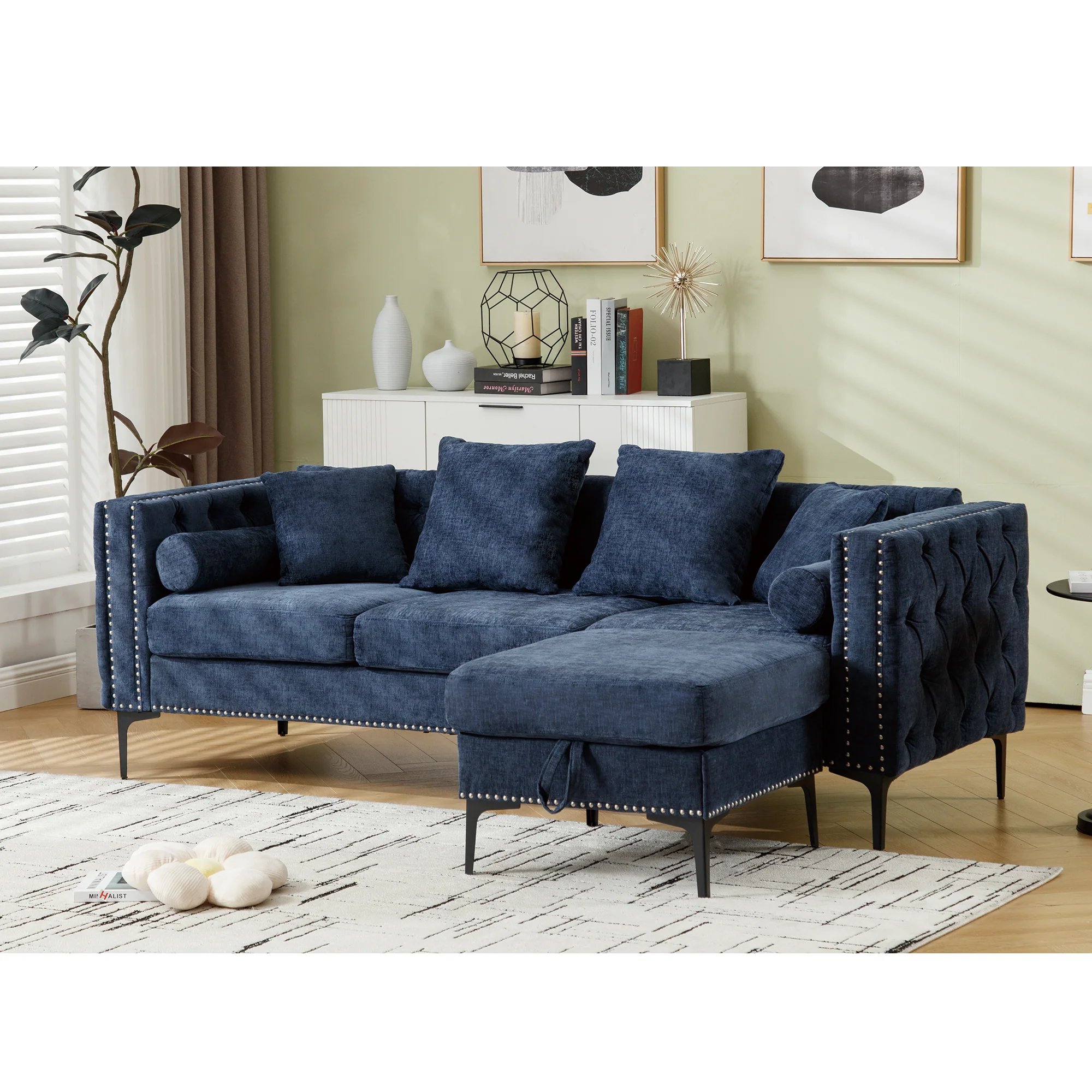 Modern Lounge Chenille Sectional Sofa - Image 4
