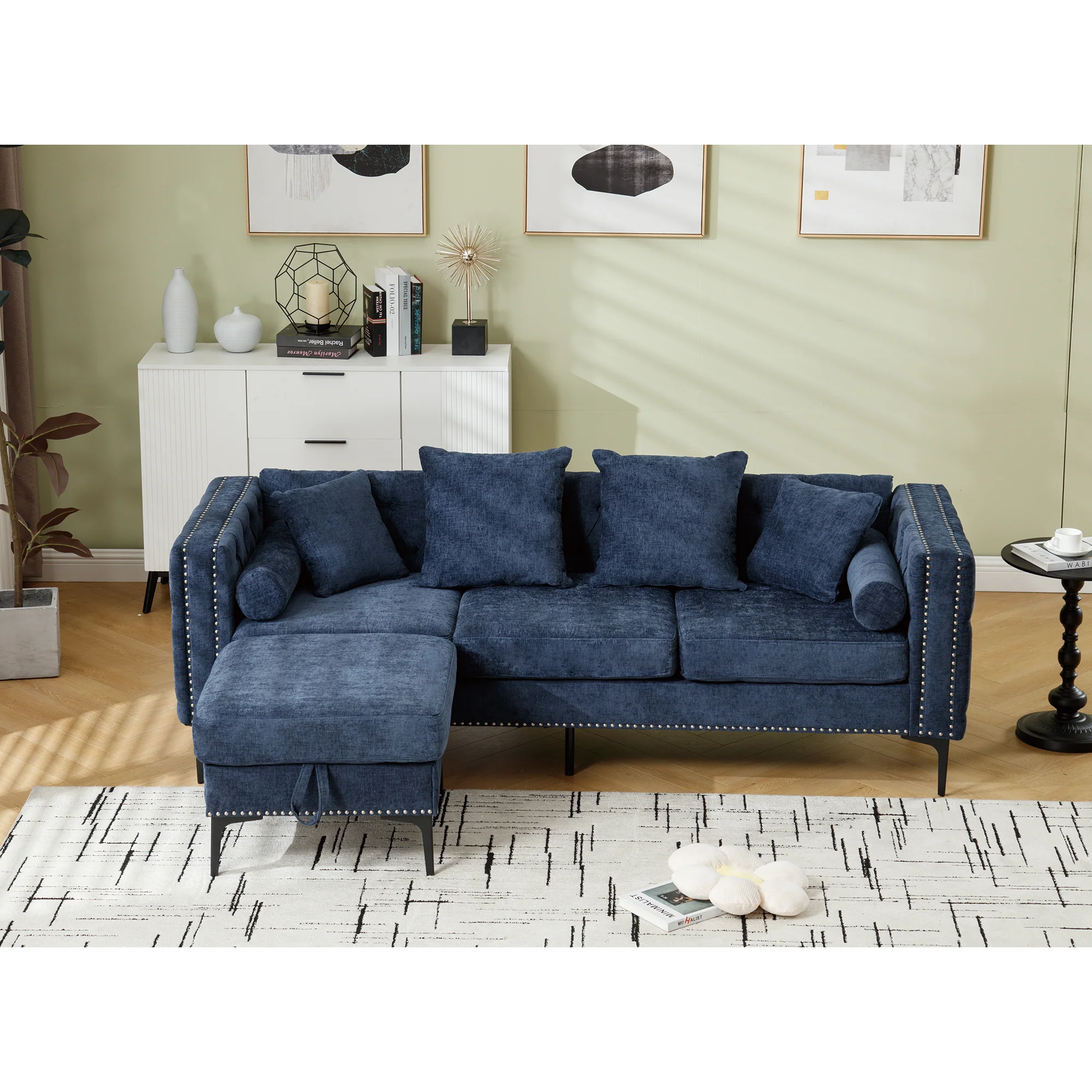 Modern Lounge Chenille Sectional Sofa - Image 5