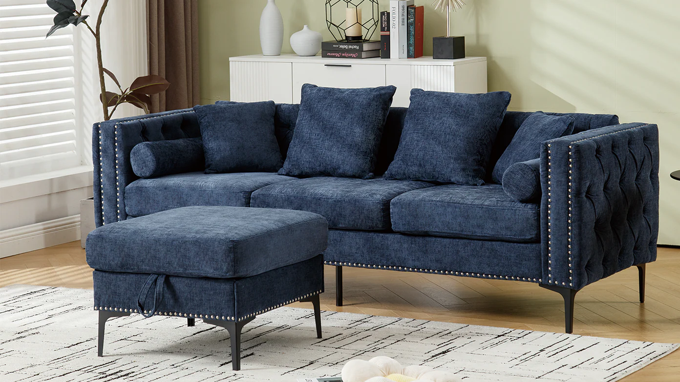 Modern Lounge Chenille Sectional Sofa - Image 6