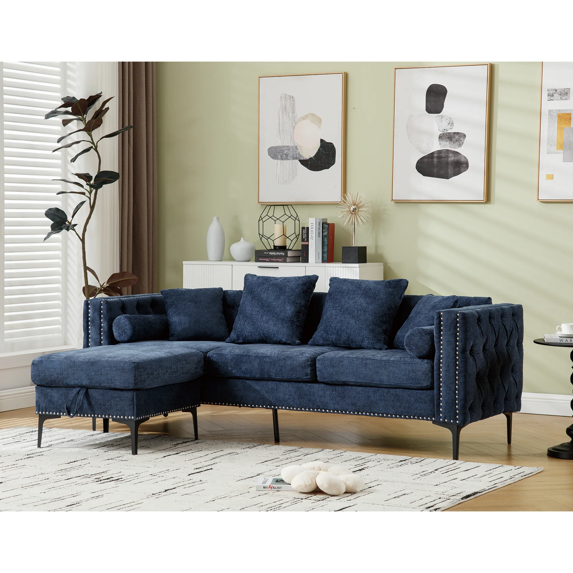 Modern Lounge Chenille Sectional Sofa - Image 7