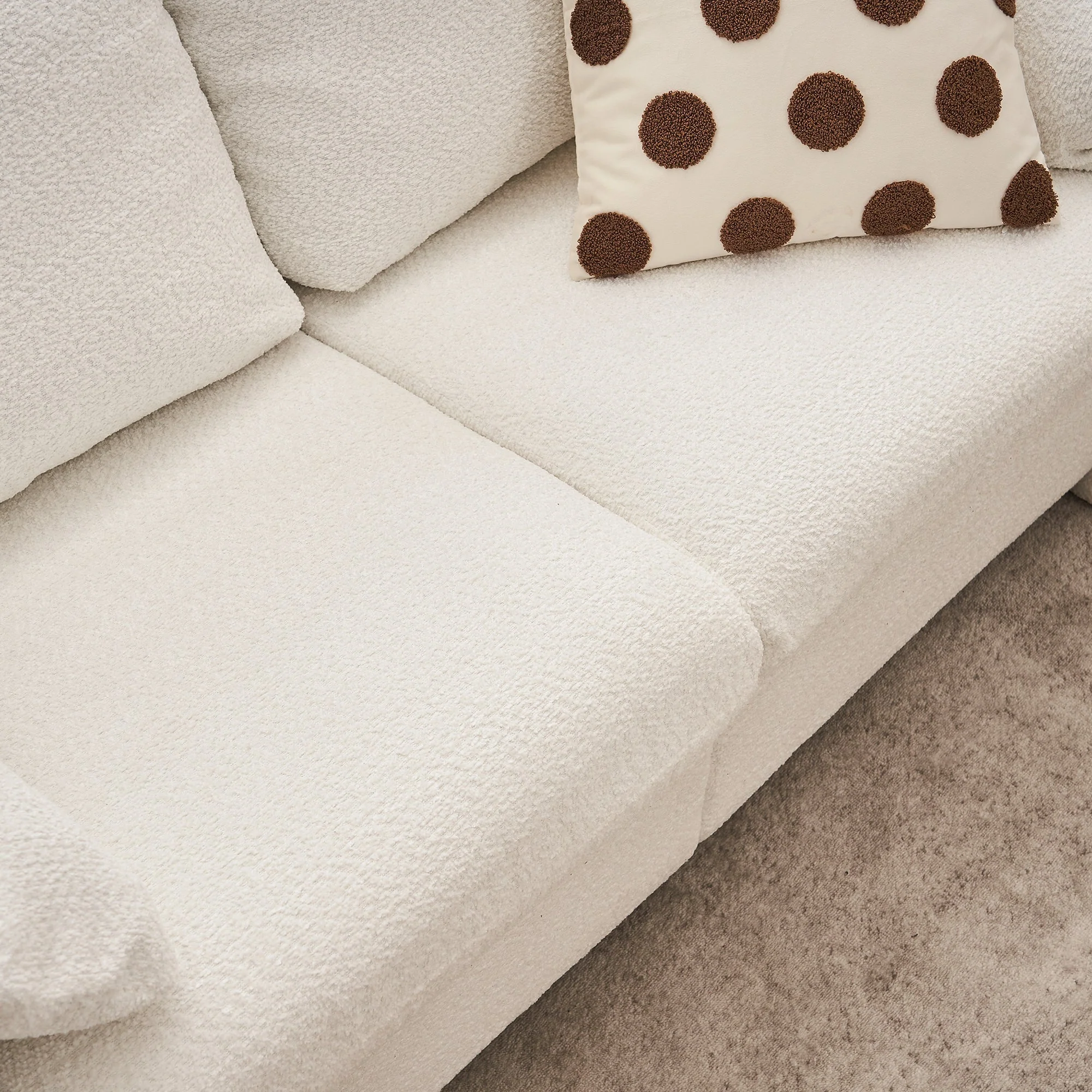 Modern Loveseat Sofa 2-Seater - Plush Chenille Fabric Ivory White - Image 11