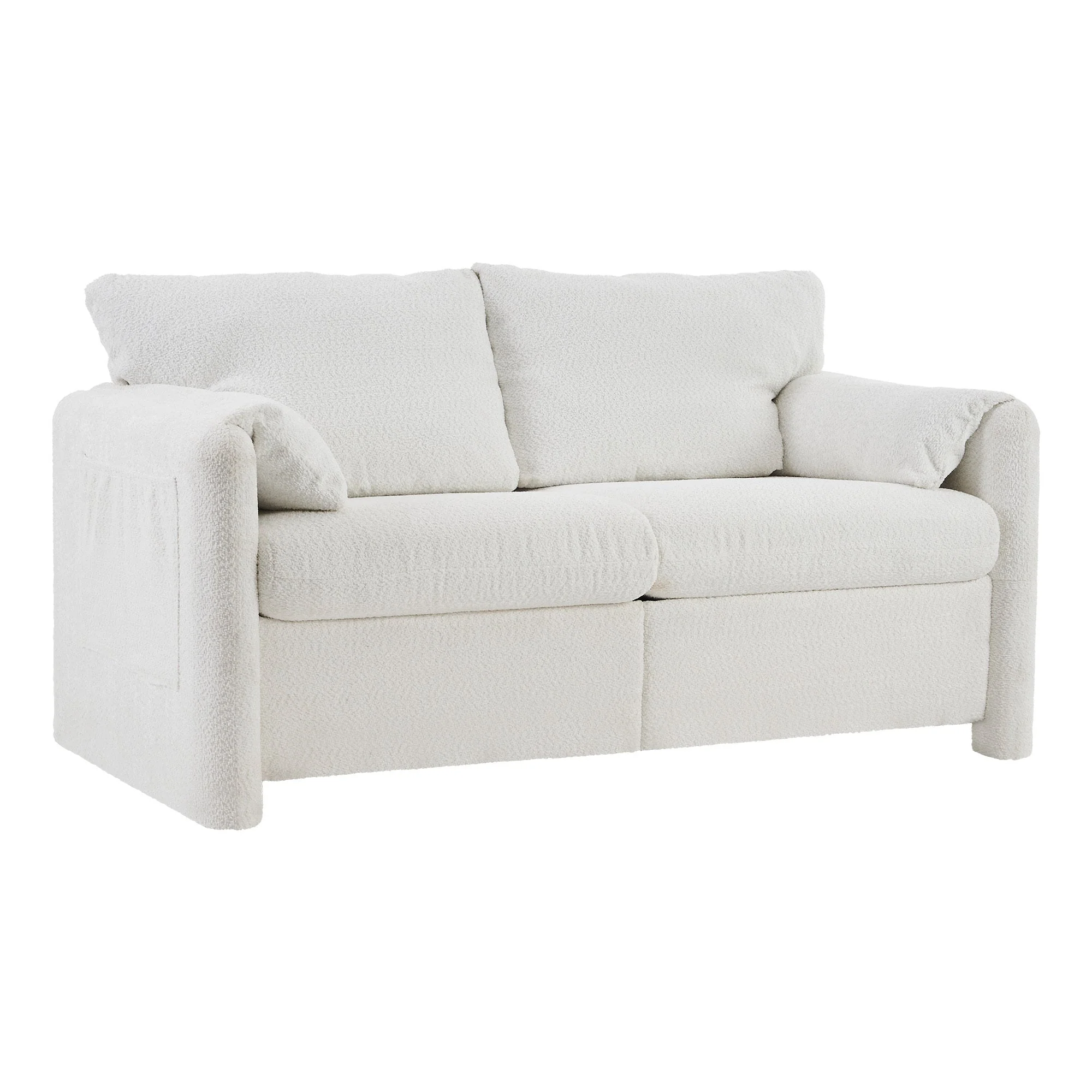 Modern Loveseat Sofa 2-Seater - Plush Chenille Fabric Ivory White - Image 14