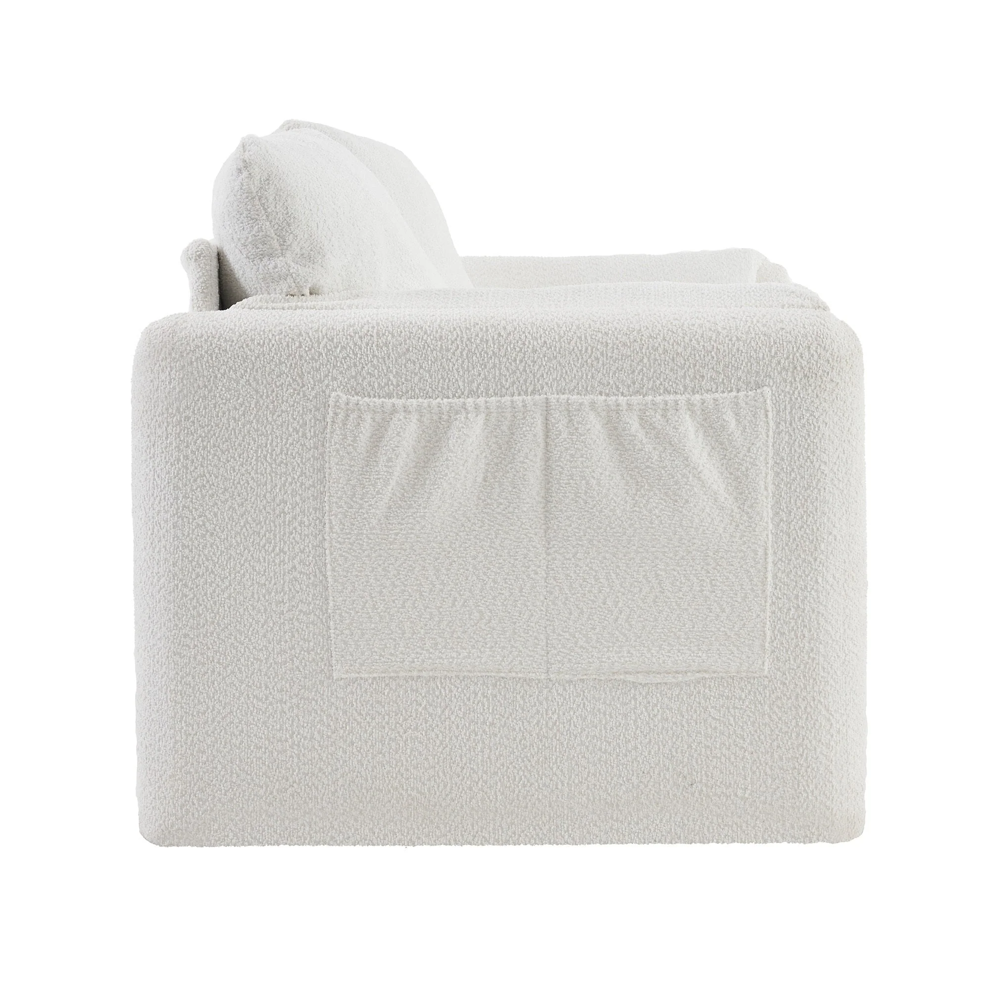 Modern Loveseat Sofa 2-Seater - Plush Chenille Fabric Ivory White - Image 15