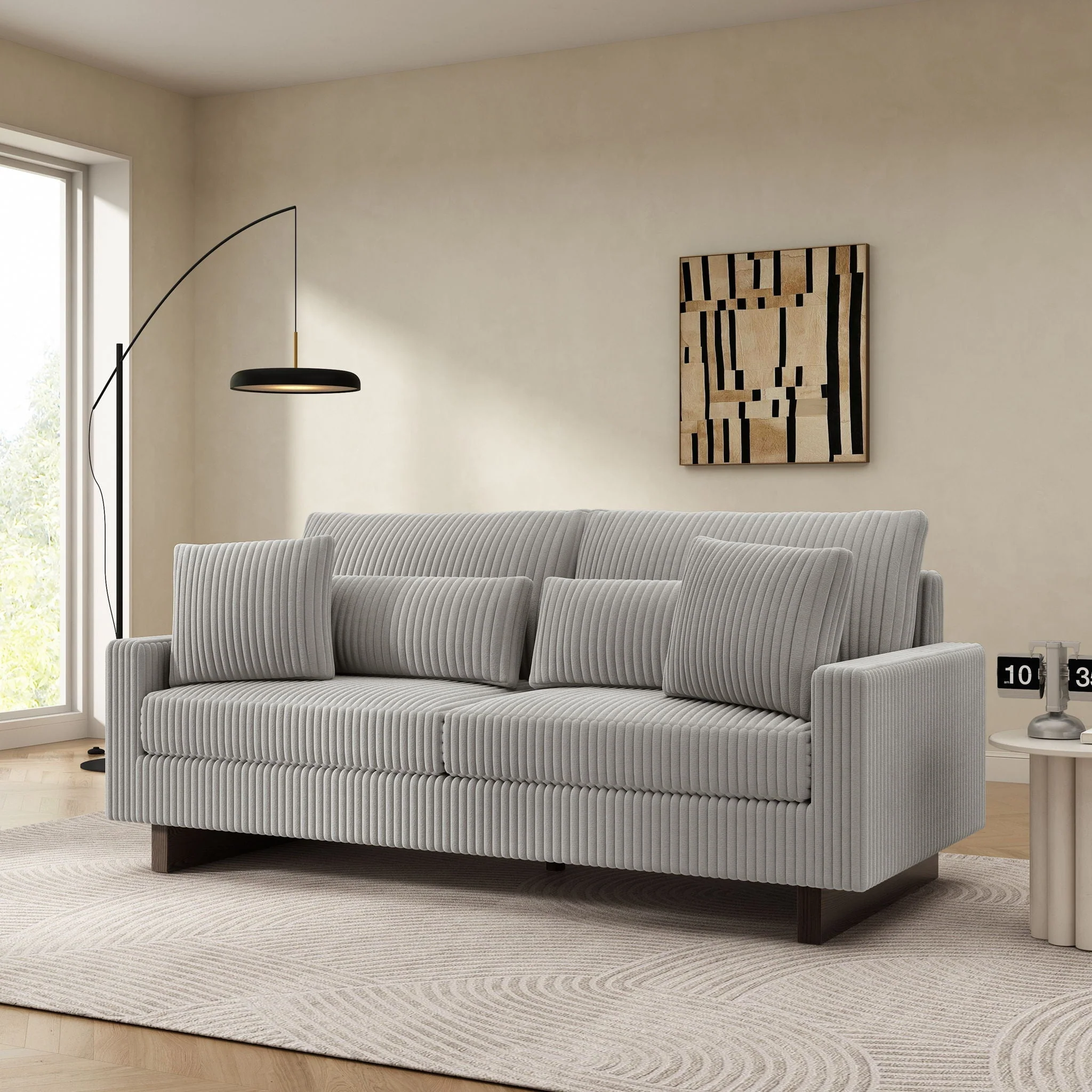 Modern Loveseat Sofa With 4 Pillows - Image 5