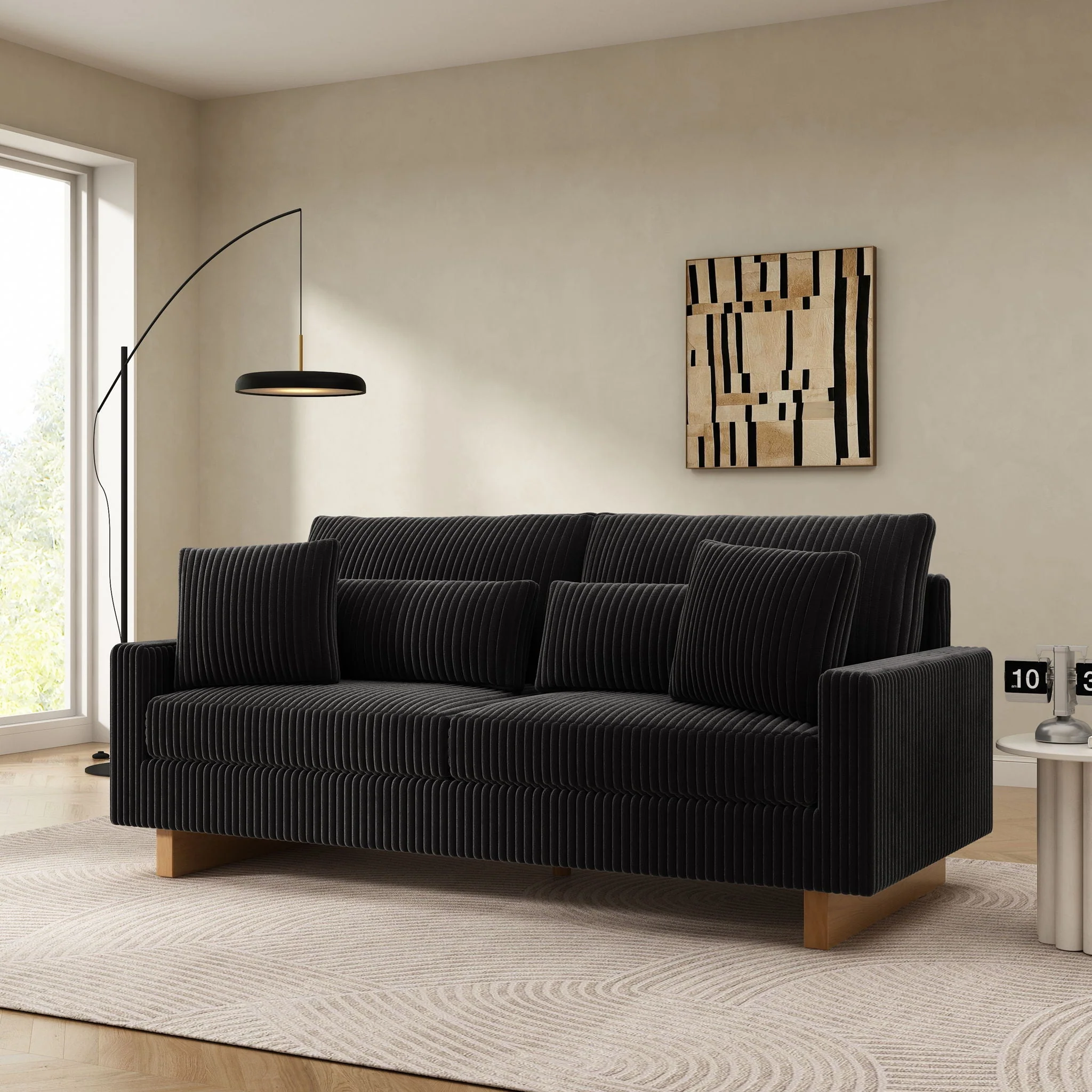 Modern Loveseat Sofa With 4 Pillows - Image 7