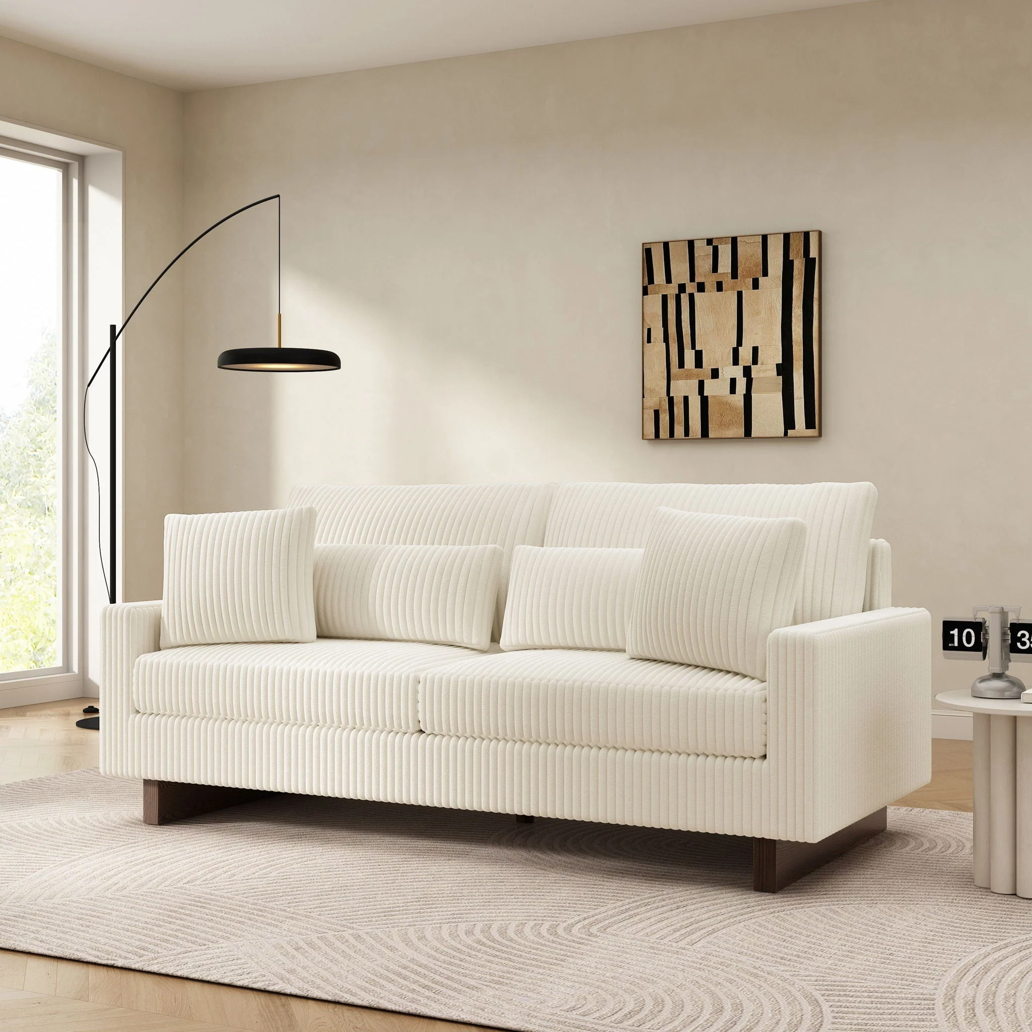 Modern Loveseat Sofa With 4 Pillows - Image 9
