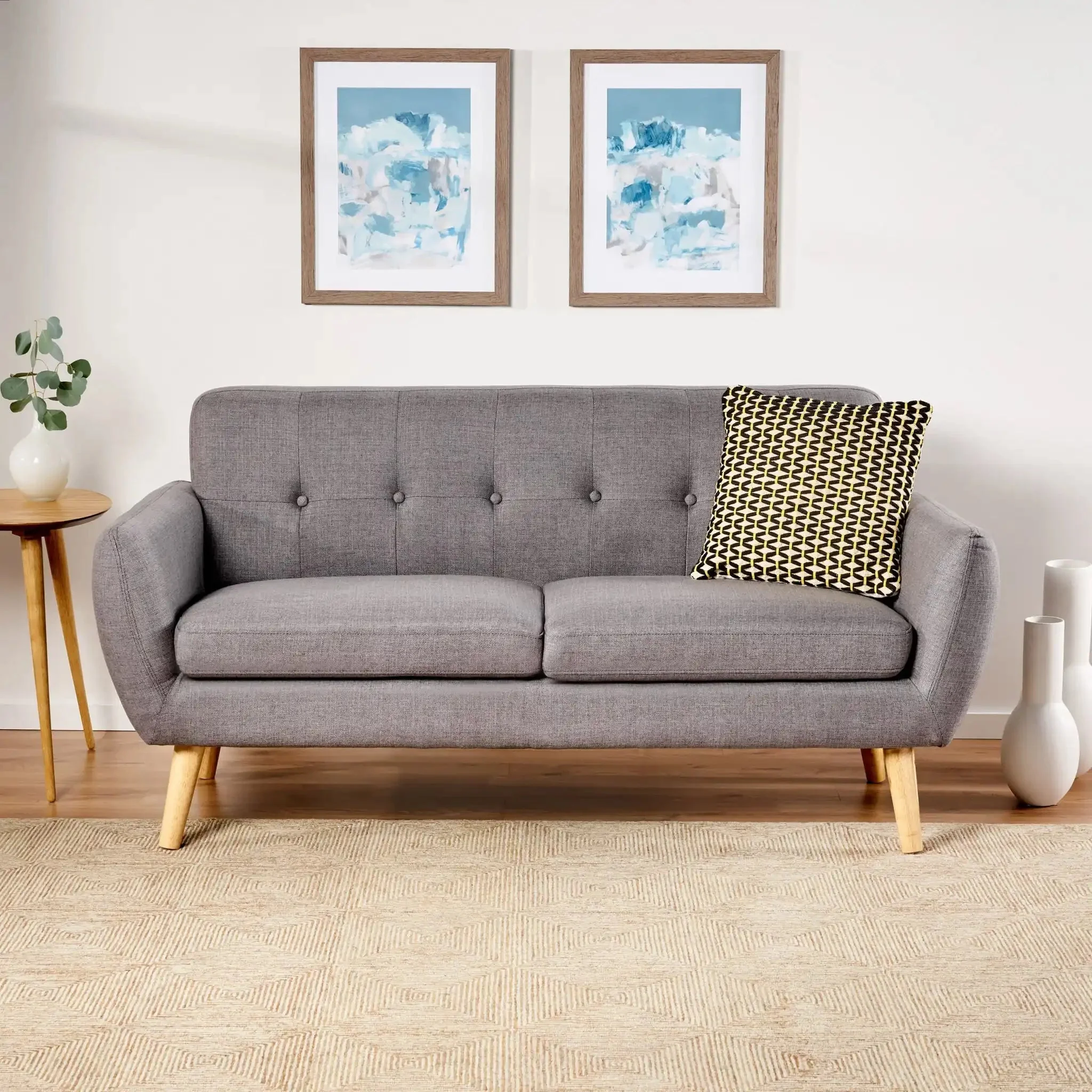 Modern Loveseat Sofa With Button Tufted Backrest - Image 2