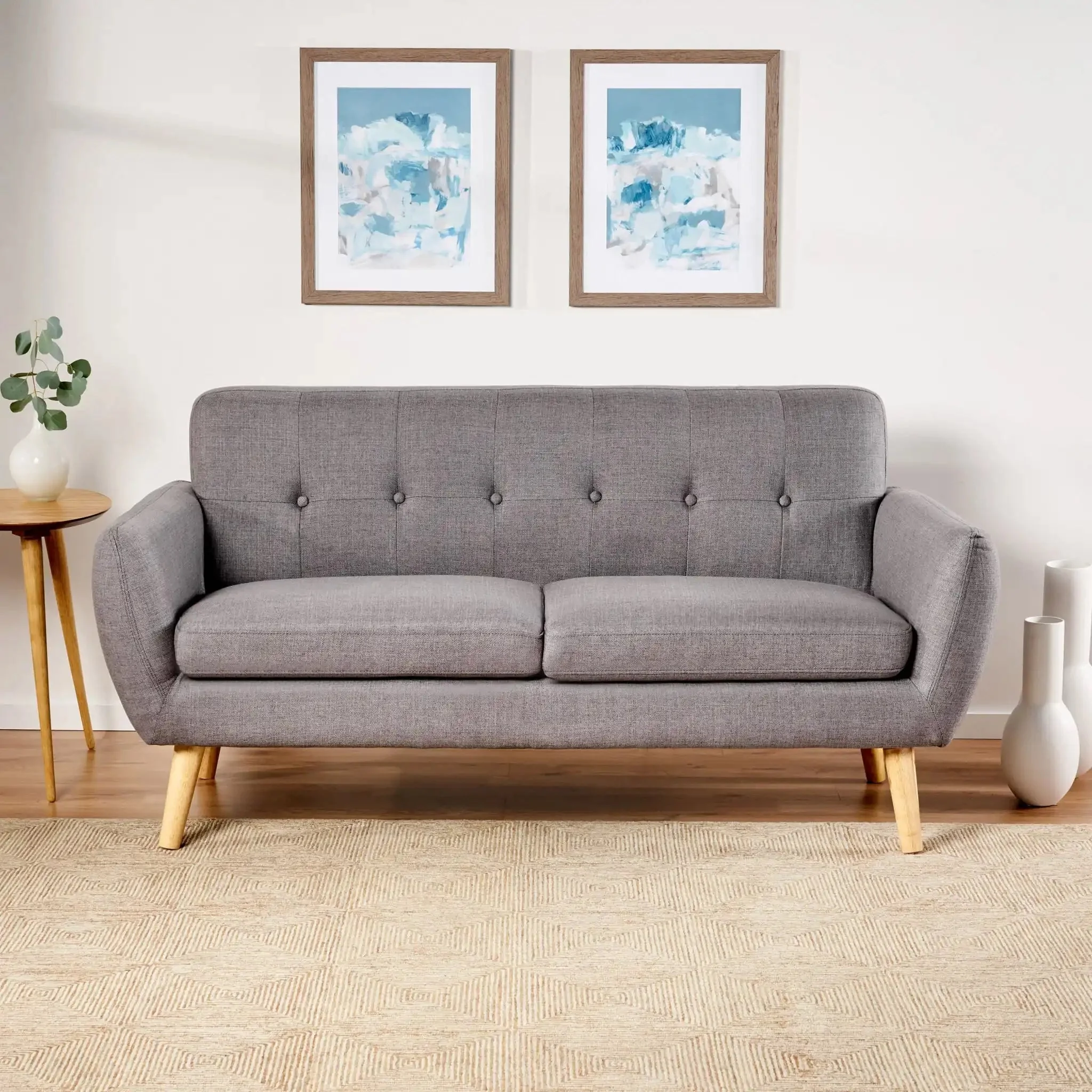 Modern Loveseat Sofa With Button Tufted Backrest - Image 3